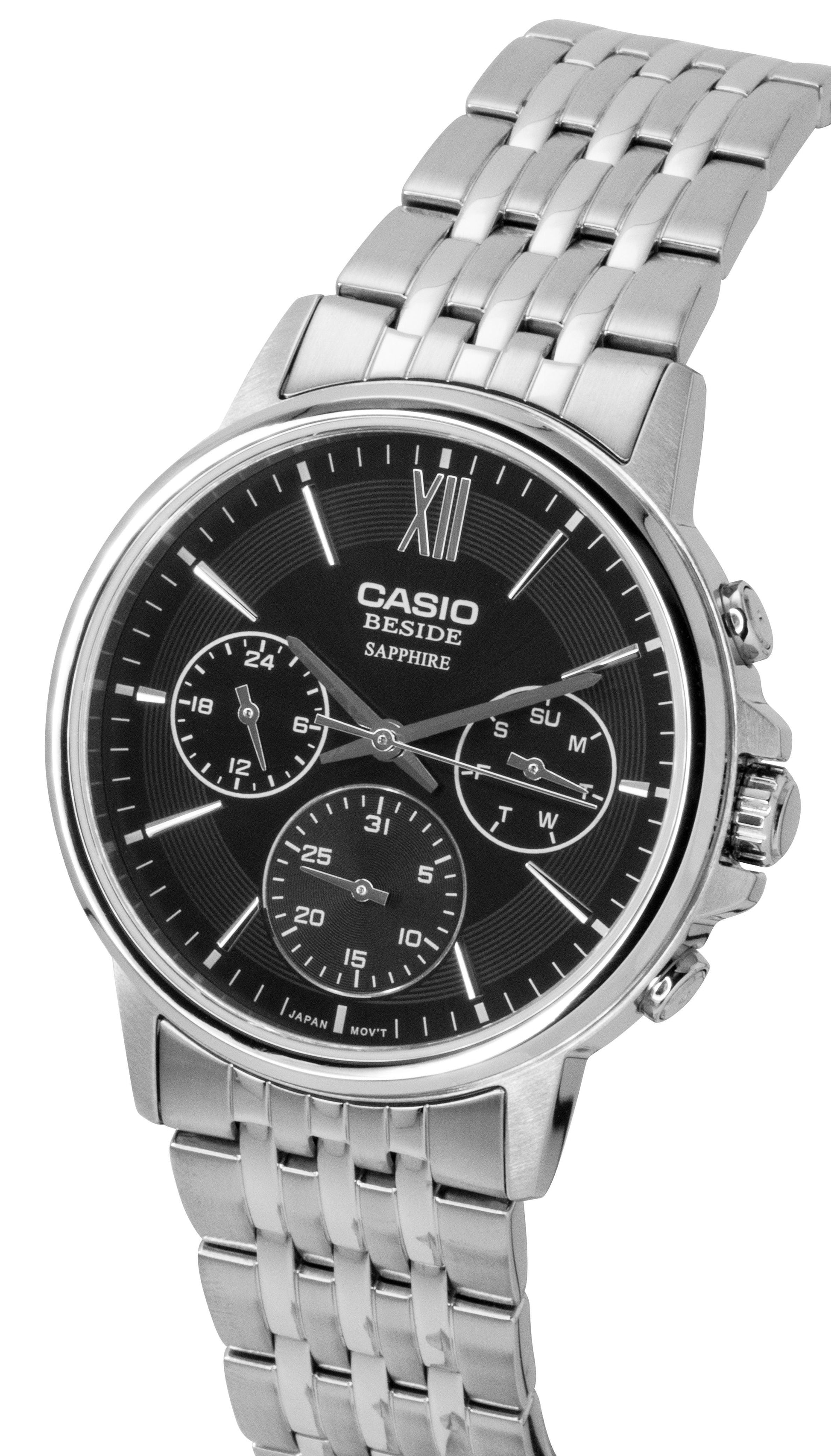 Casio Beside Analog Stainless Steel Black Dial Quartz BMS - 300D - 1AV Men's Watch - Prestige Stones