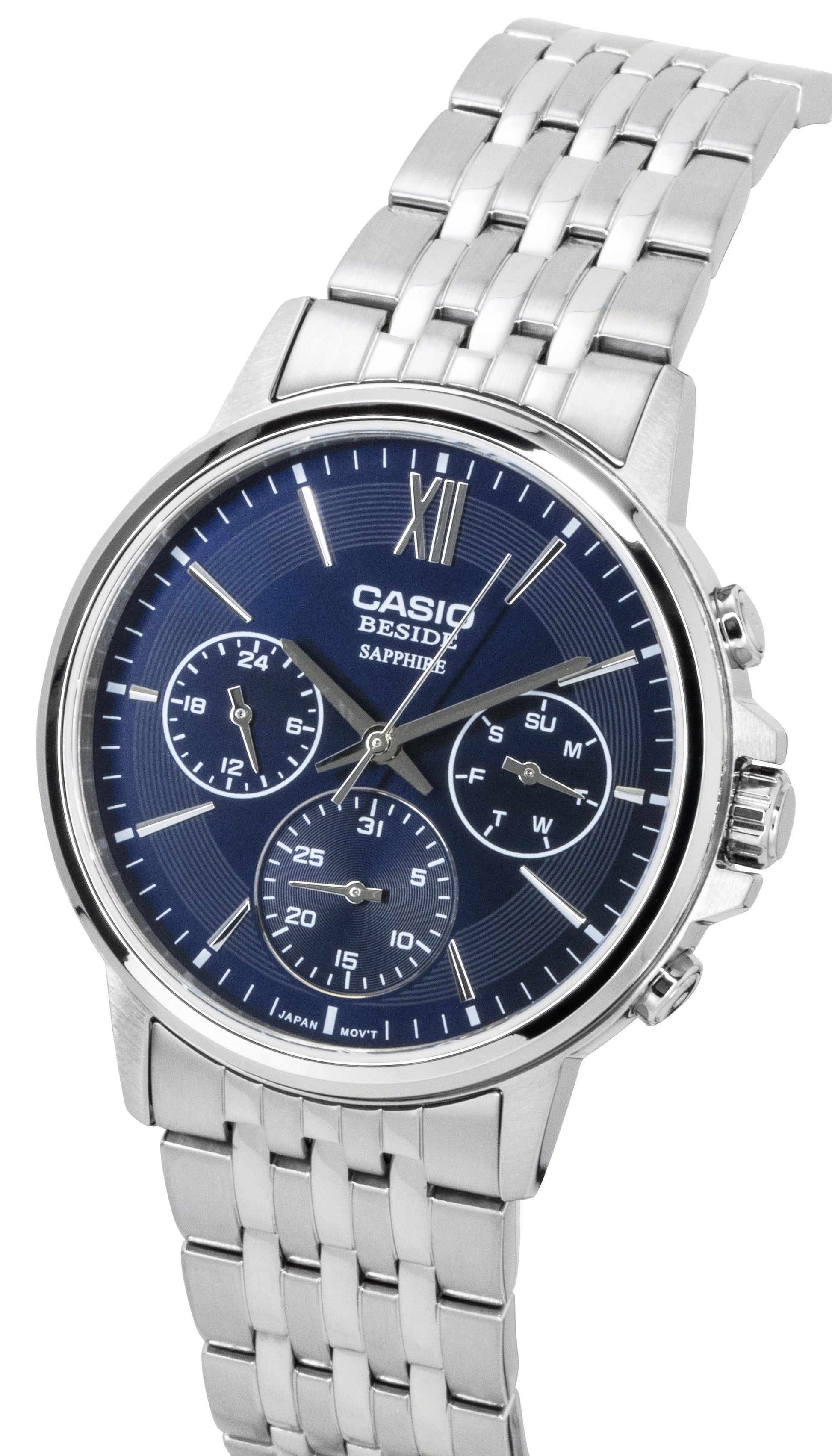 Casio Beside Analog Stainless Steel Blue Dial Quartz BMS - 300D - 2AV Men's Watch - Prestige Stones