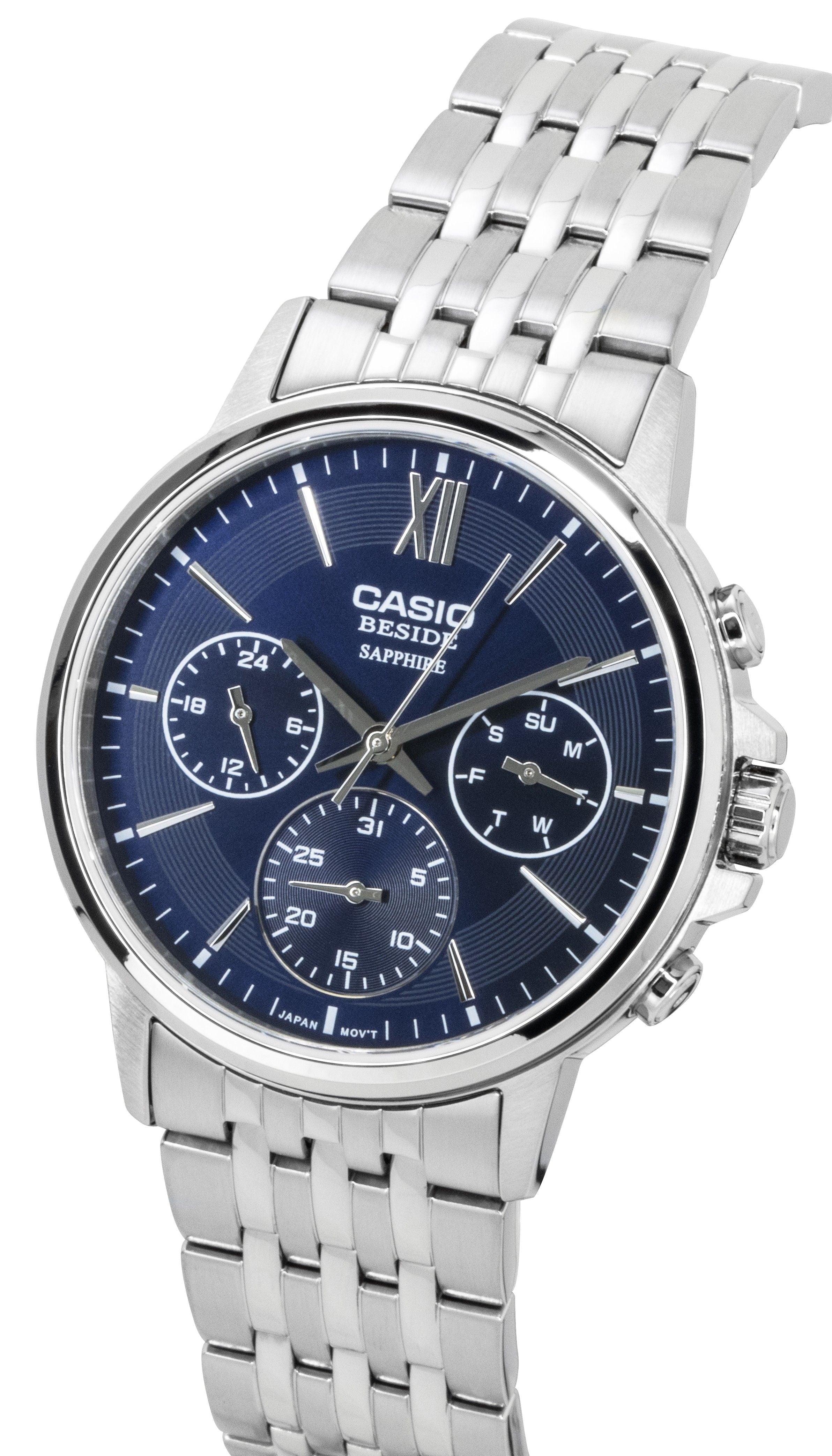 Casio Beside Analog Stainless Steel Blue Dial Quartz BMS - 300D - 2AV Men's Watch - Prestige Stones