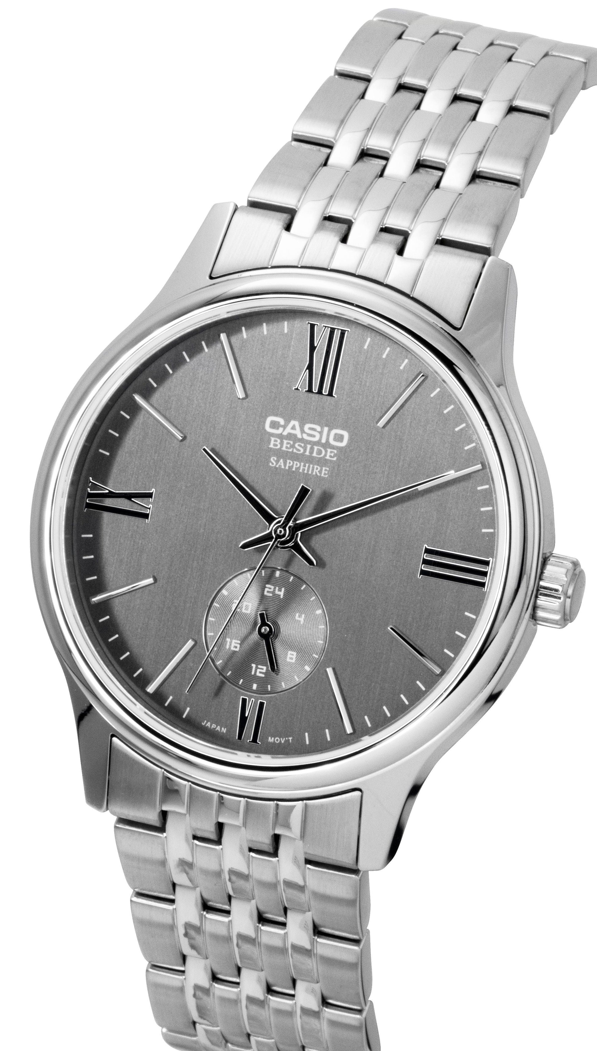 Casio Beside Analog Stainless Steel Grey Dial Quartz BMS - 100D - 8AV Men's Watch - Prestige Stones