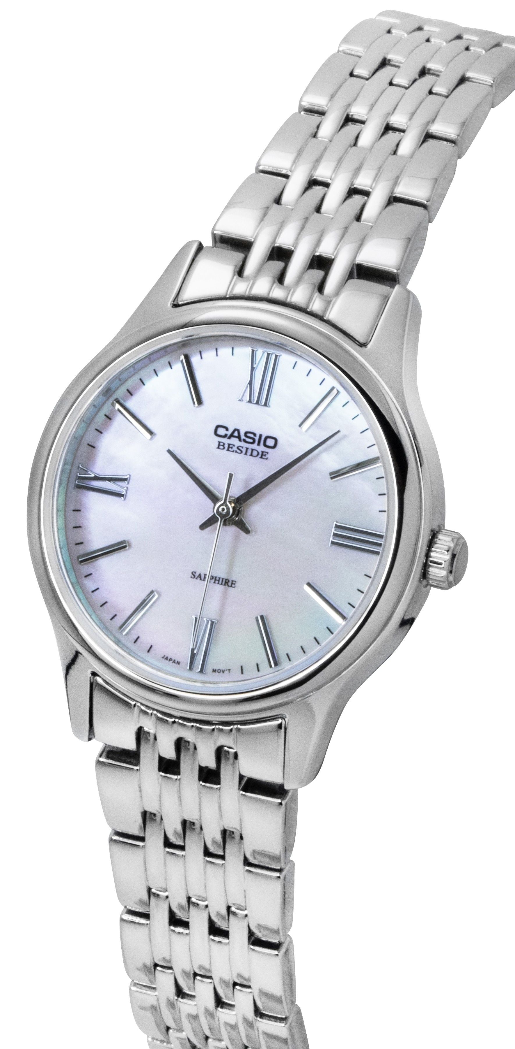 Casio Beside Analog Stainless Steel Pink Mother of Pearl Dial Quartz BLS - 100DS - 4AV Women's Watch - Prestige Stones