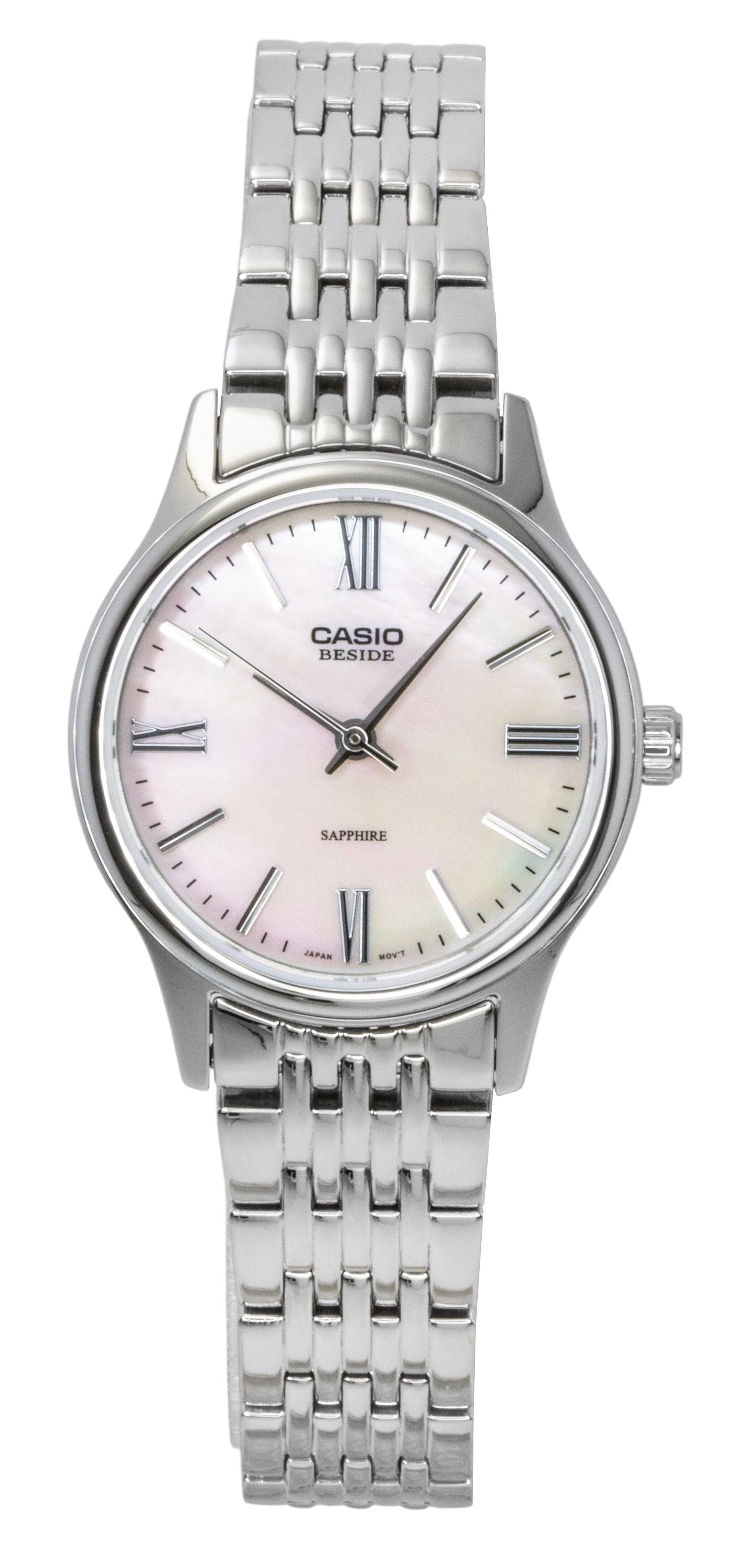 Casio Beside Analog Stainless Steel Pink Mother of Pearl Dial Quartz BLS - 100DS - 4AV Women's Watch - Prestige Stones