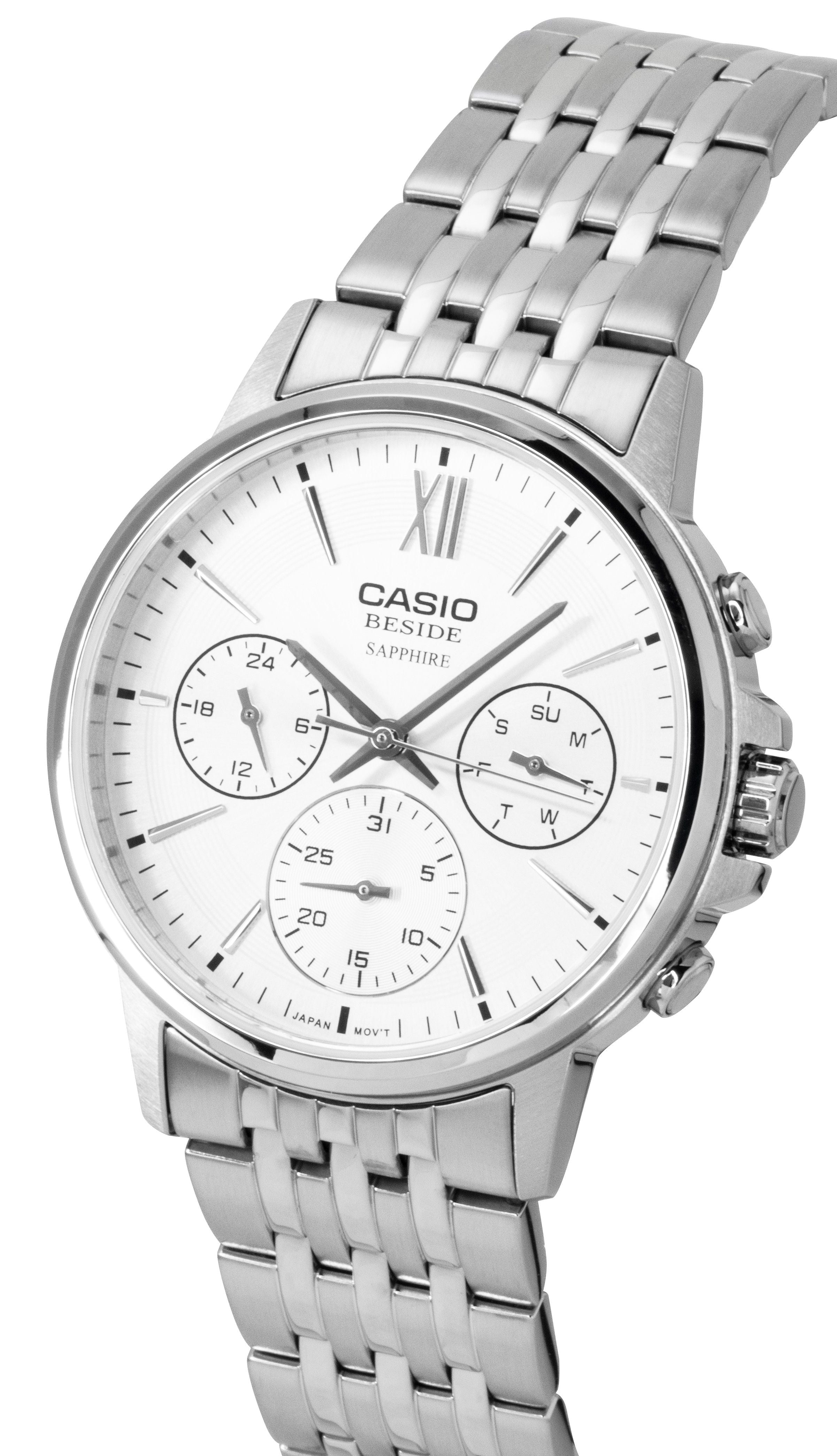 Casio Beside Analog Stainless Steel Silver Dial Quartz BMS - 300D - 7AV Men's Watch - Prestige Stones