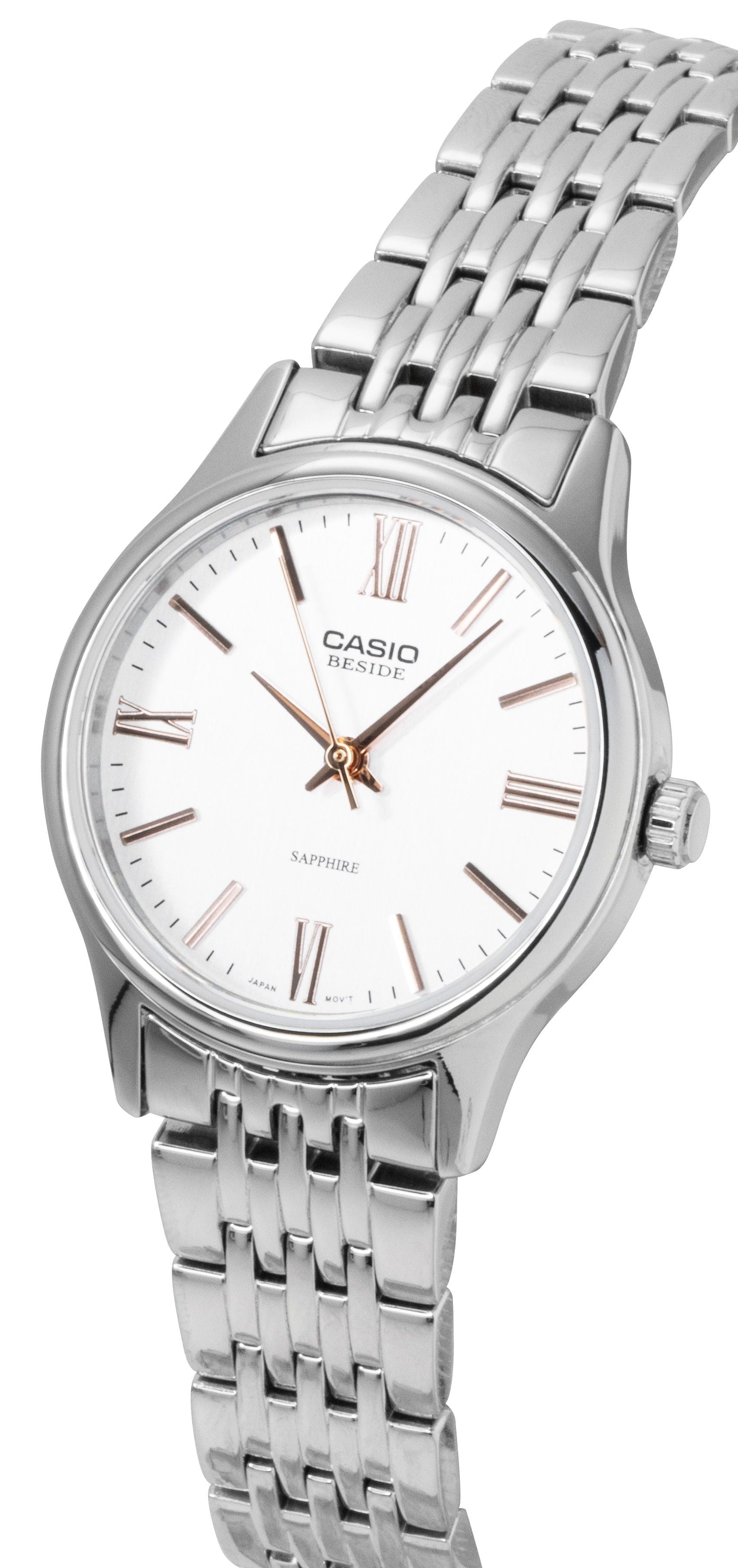 Casio Beside Analog Stainless Steel White Dial Quartz BLS - 100D - 7AV Women's Watch - Prestige Stones