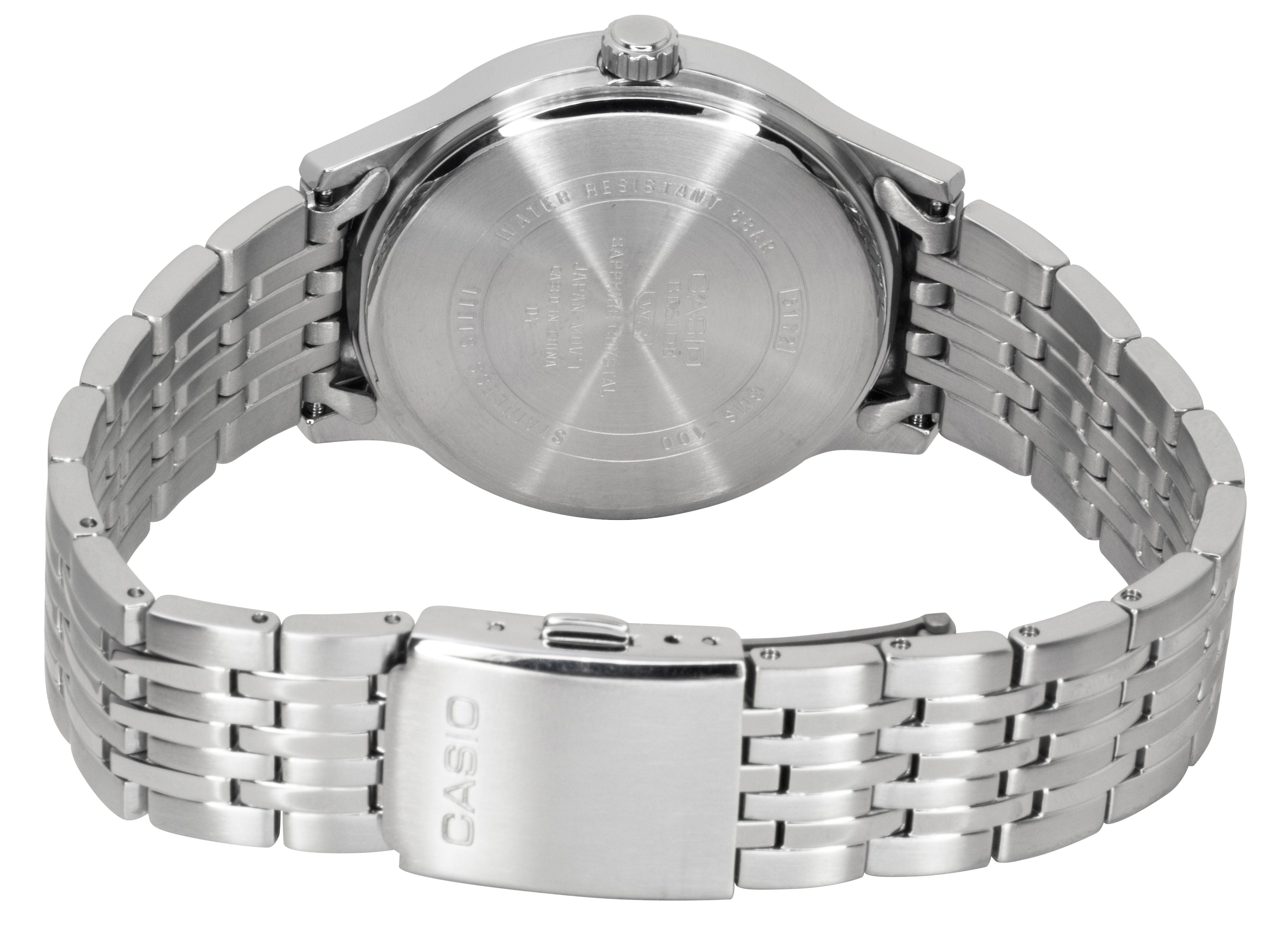 Casio Beside Analog Stainless Steel White Dial Quartz BMS - 100D - 7AV Men's Watch - Prestige Stones