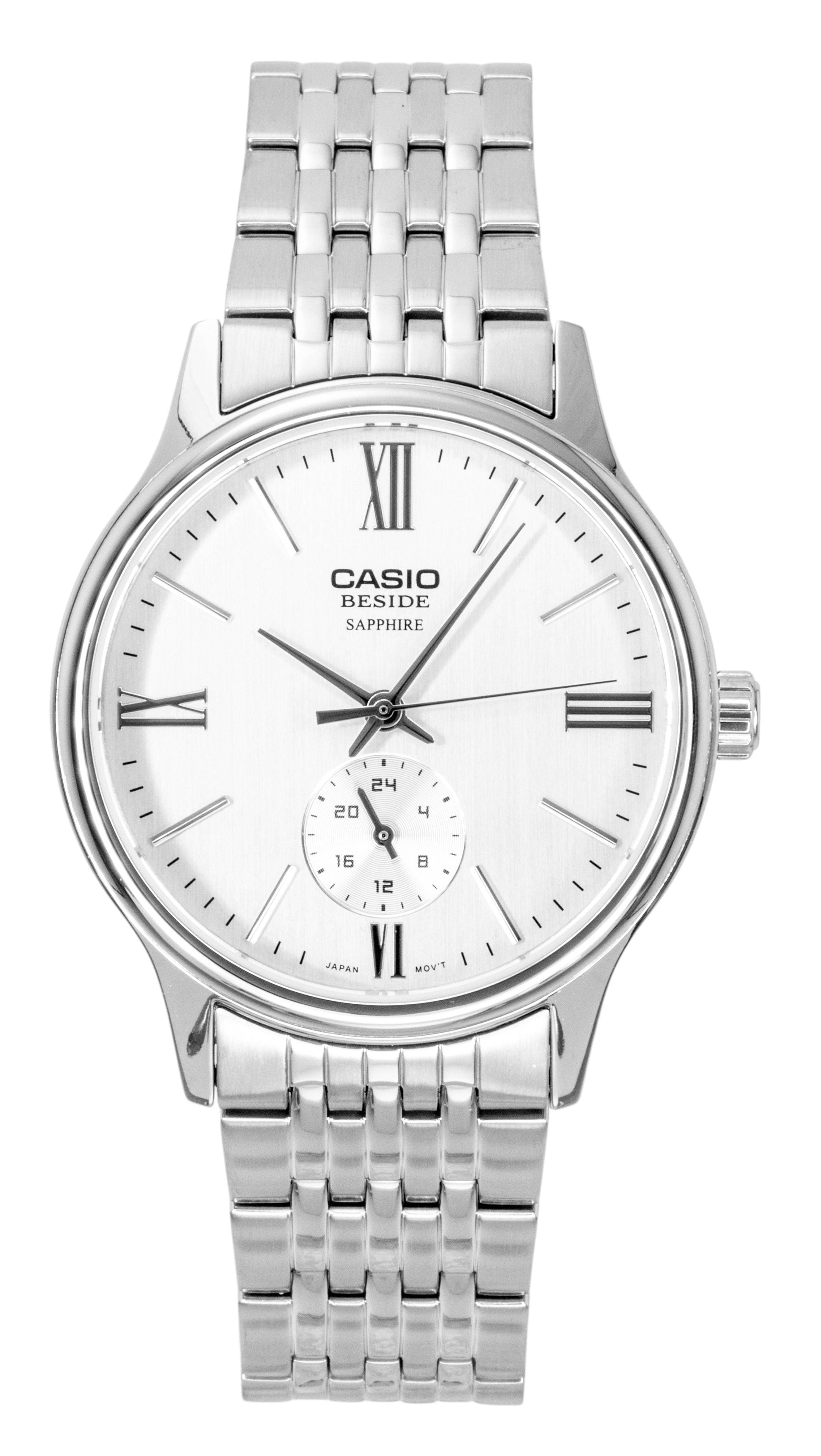 Casio Beside Analog Stainless Steel White Dial Quartz BMS - 100D - 7AV Men's Watch - Prestige Stones