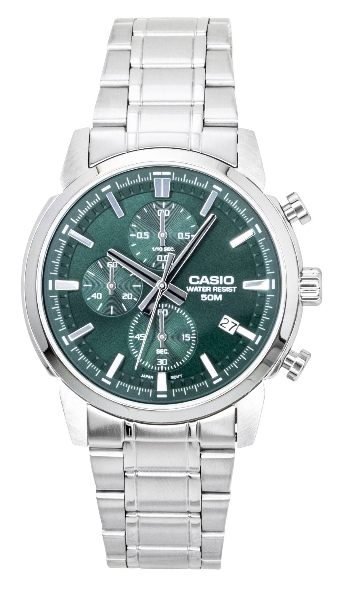 Casio Chronograph Analog Stainless Steel Green Dial Quartz MTP - E510D - 3AV Men's Watch - Prestige Stones
