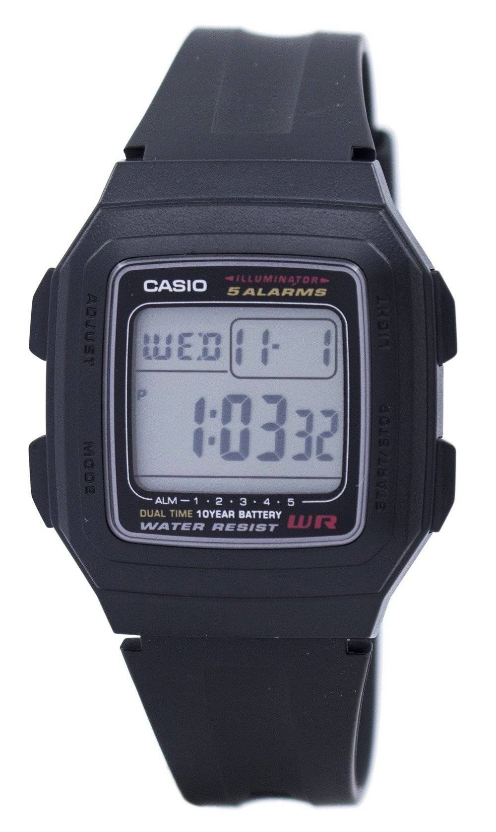 Casio Digital 5 Alarms Dual Time Illuminator F - 201WA - 1ADF F201WA - 1ADF Men's Watch - Prestige Stones