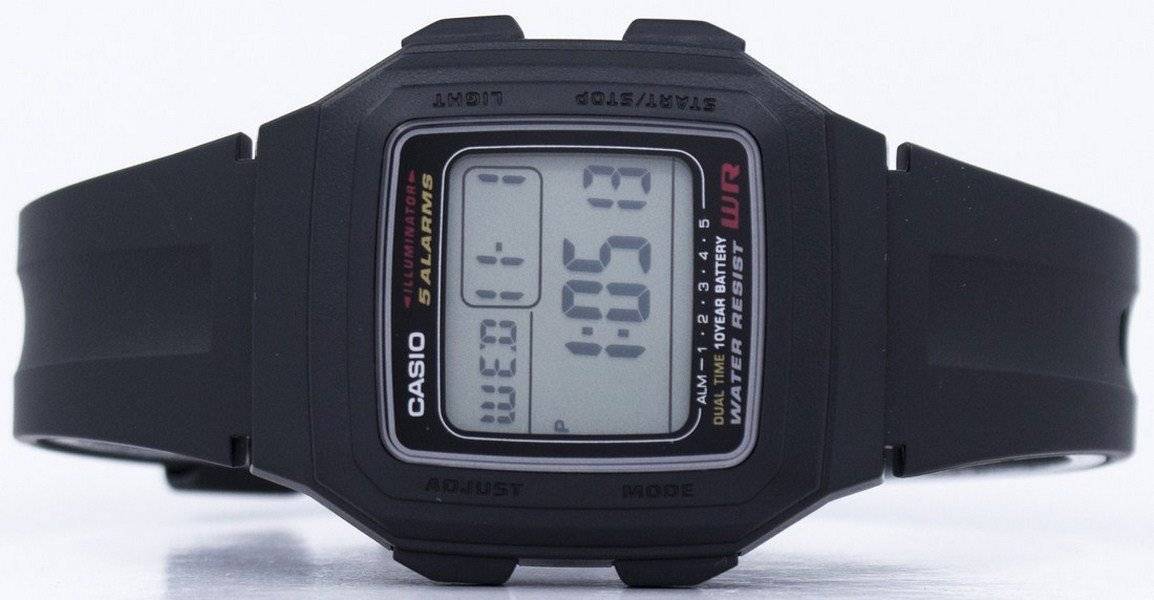 Casio Digital 5 Alarms Dual Time Illuminator F - 201WA - 1ADF F201WA - 1ADF Men's Watch - Prestige Stones