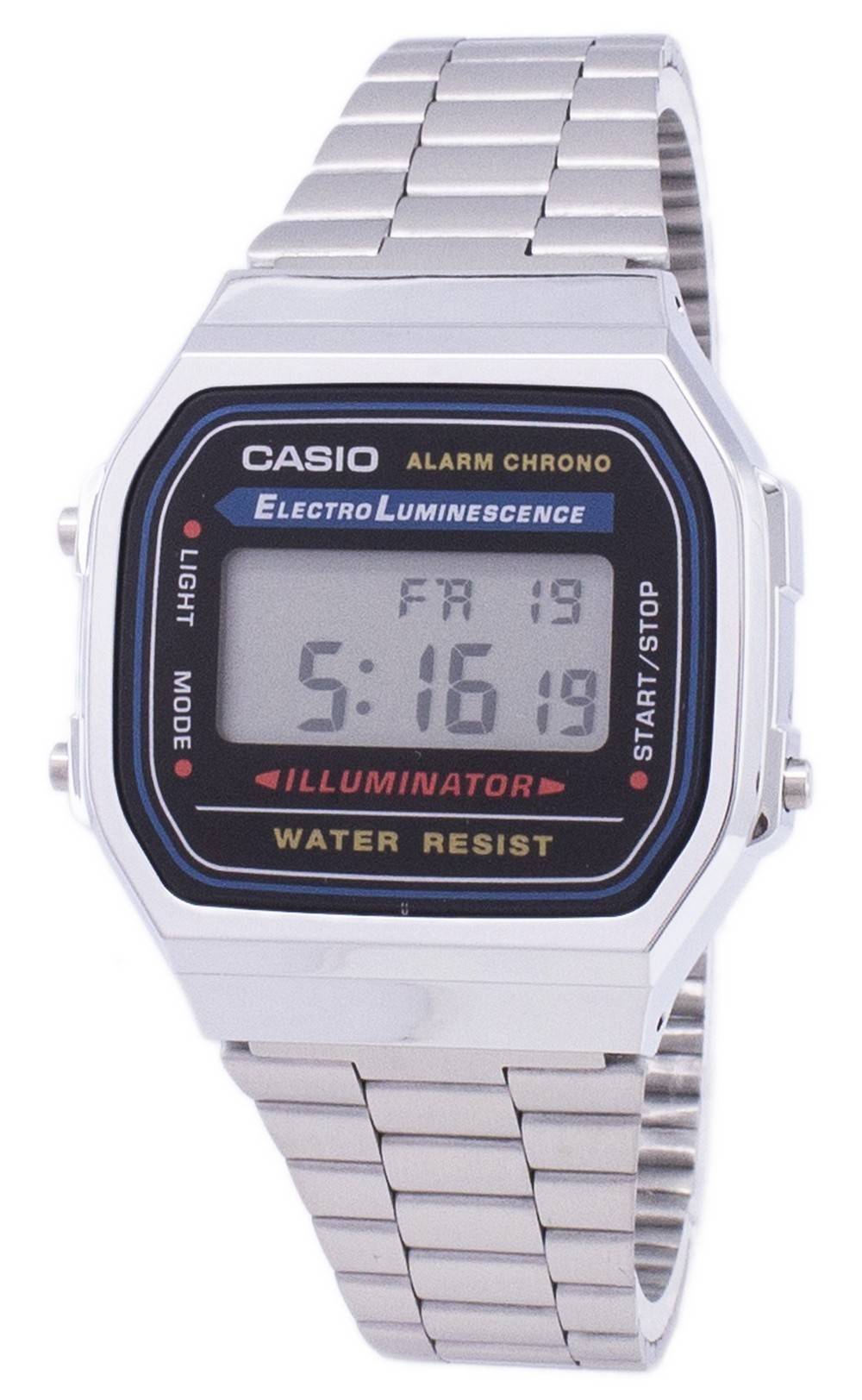 Casio Digital Alarm Chrono Stainless Steel A168WA - 1WDF A168WA - 1W Unisex Watch - Prestige Stones
