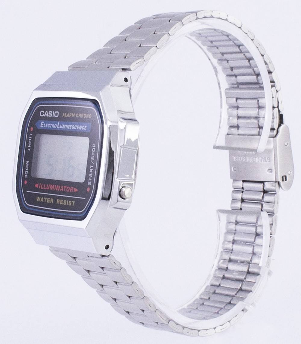 Casio Digital Alarm Chrono Stainless Steel A168WA - 1WDF A168WA - 1W Unisex Watch - Prestige Stones