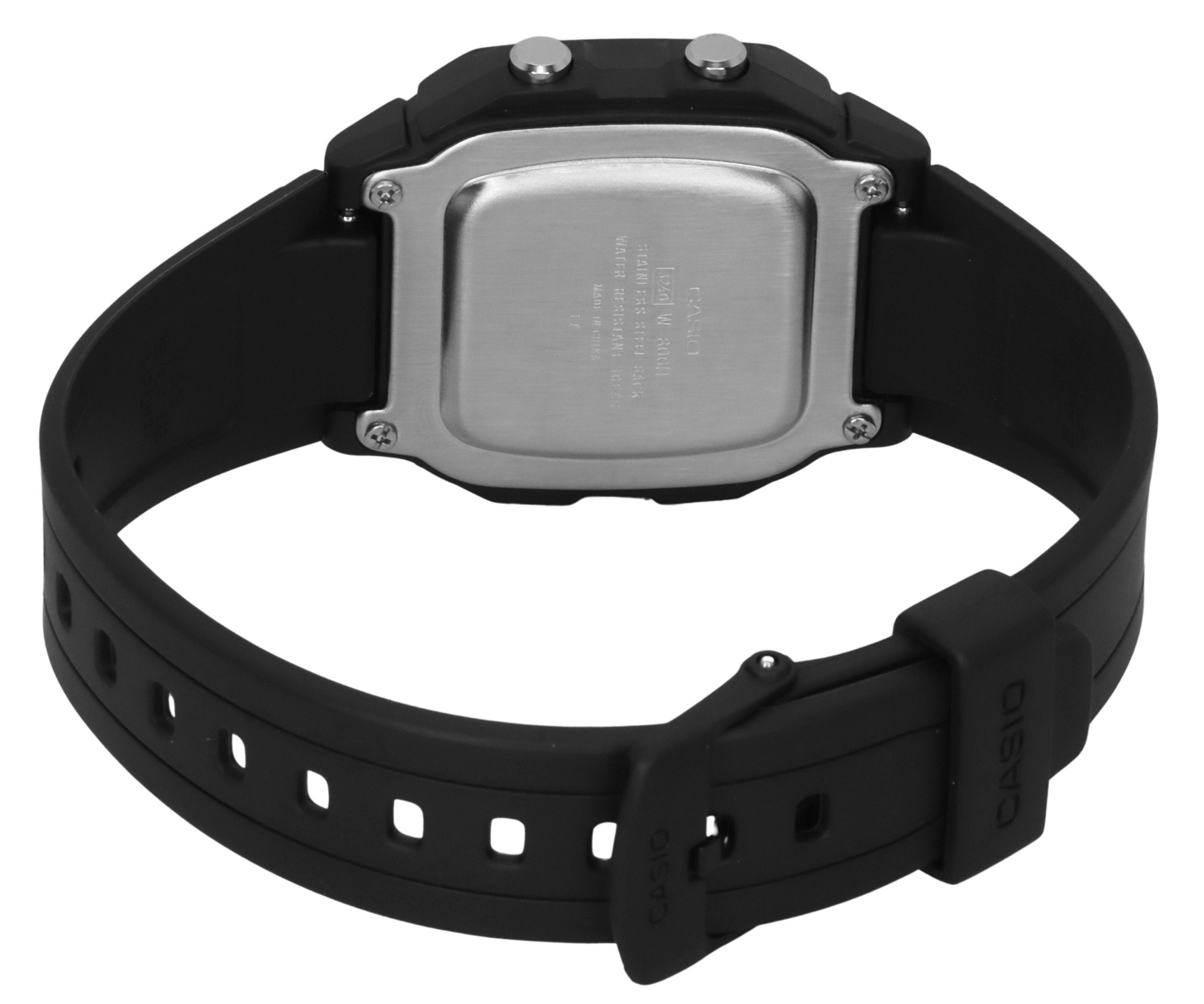Casio Digital Black Dual Time Resin Strap Quartz W - 800H - 1BV 100M Men's Watch - Prestige Stones