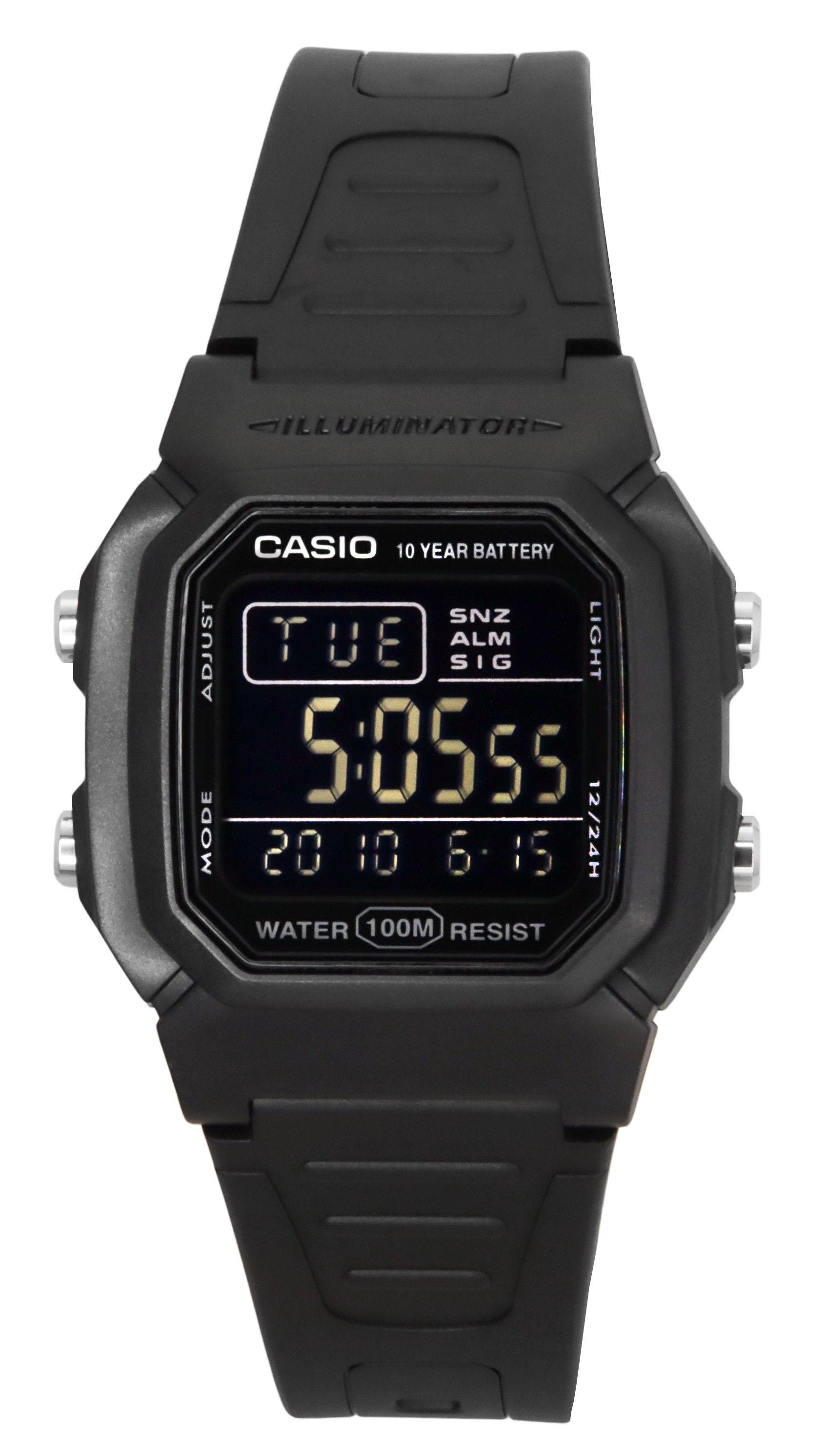 Casio Digital Black Dual Time Resin Strap Quartz W - 800H - 1BV 100M Men's Watch - Prestige Stones