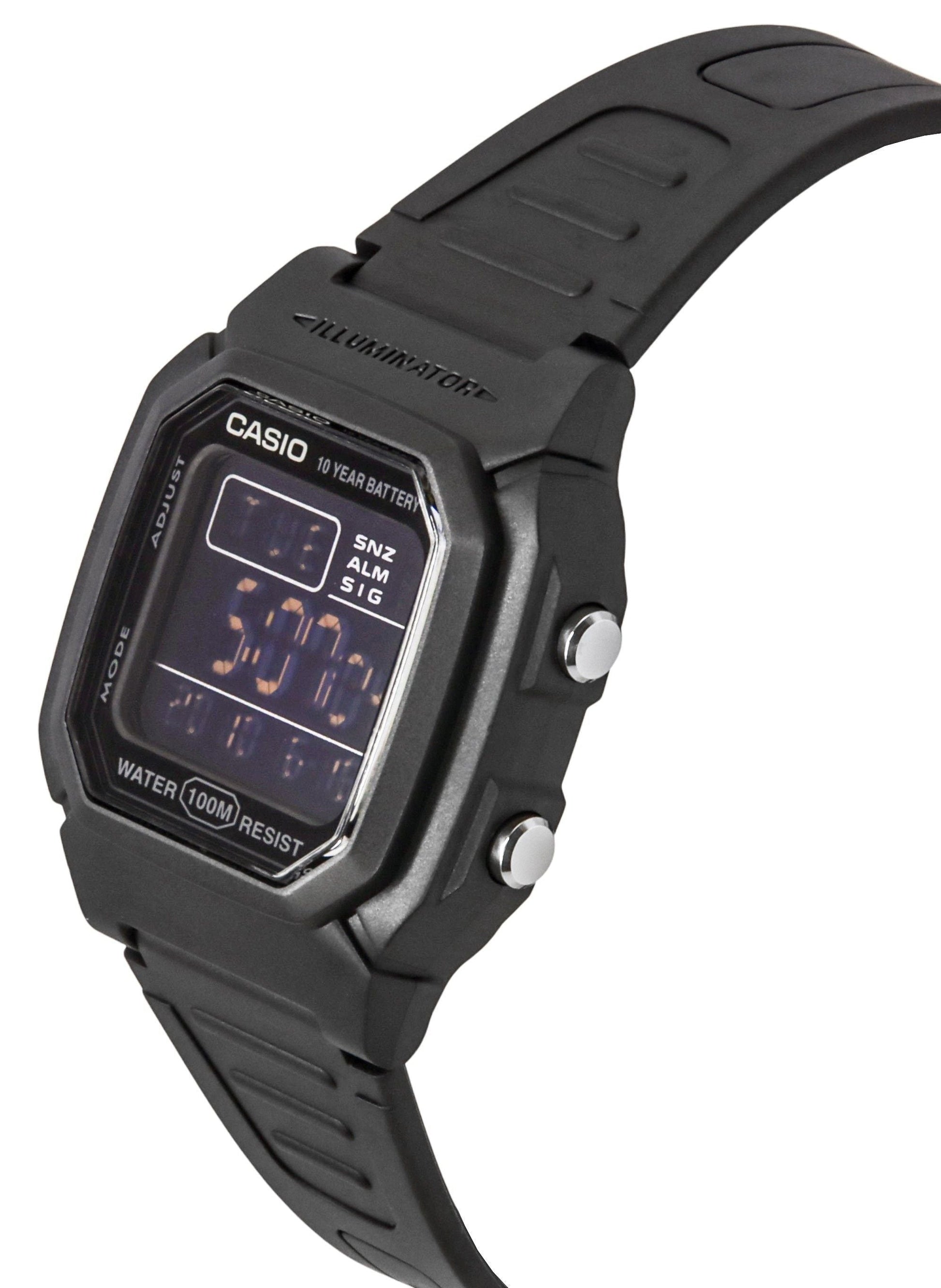 Casio Digital Black Dual Time Resin Strap Quartz W - 800H - 1BV 100M Men's Watch - Prestige Stones