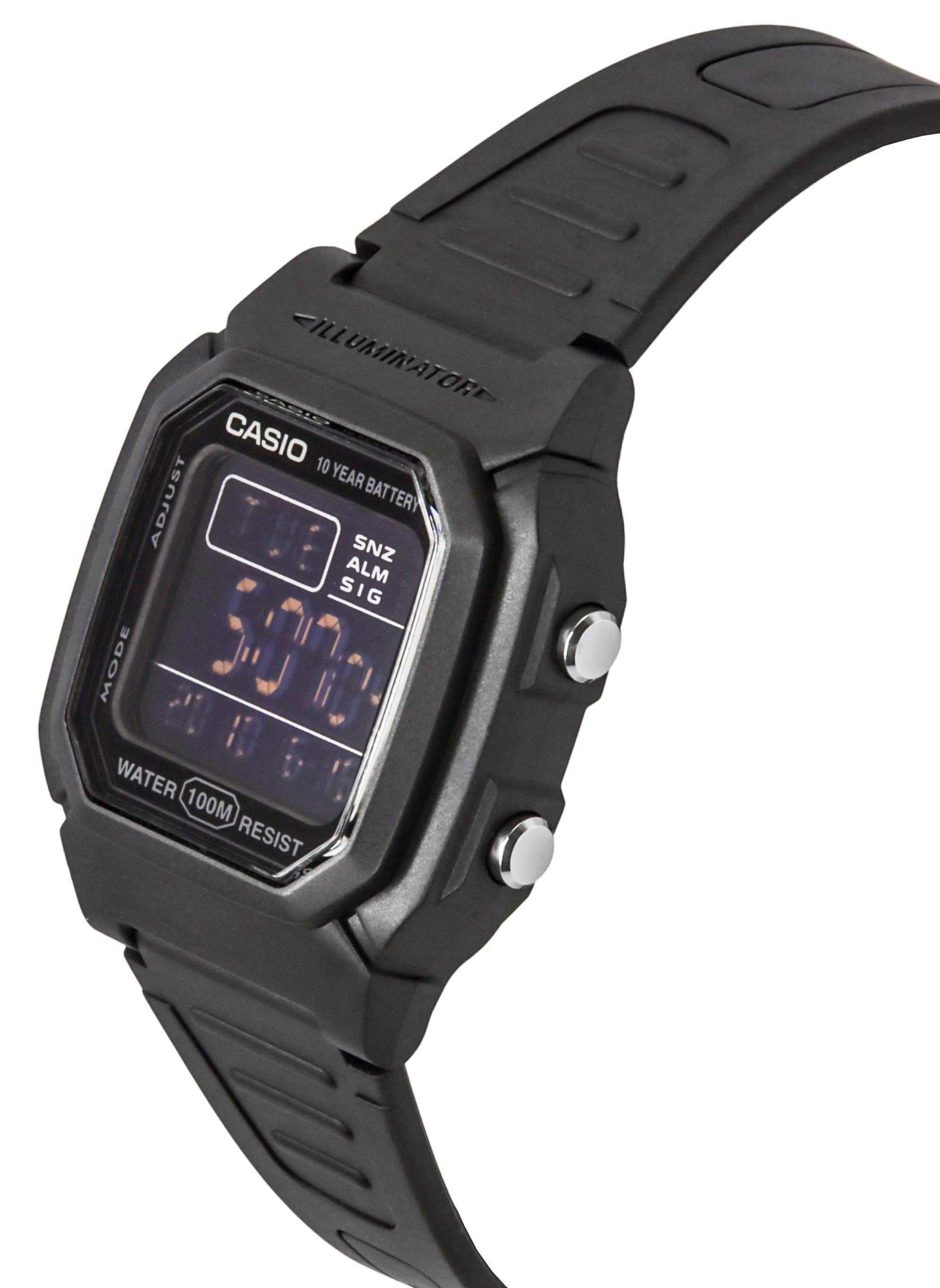 Casio Digital Black Dual Time Resin Strap Quartz W - 800H - 1BV 100M Men's Watch - Prestige Stones