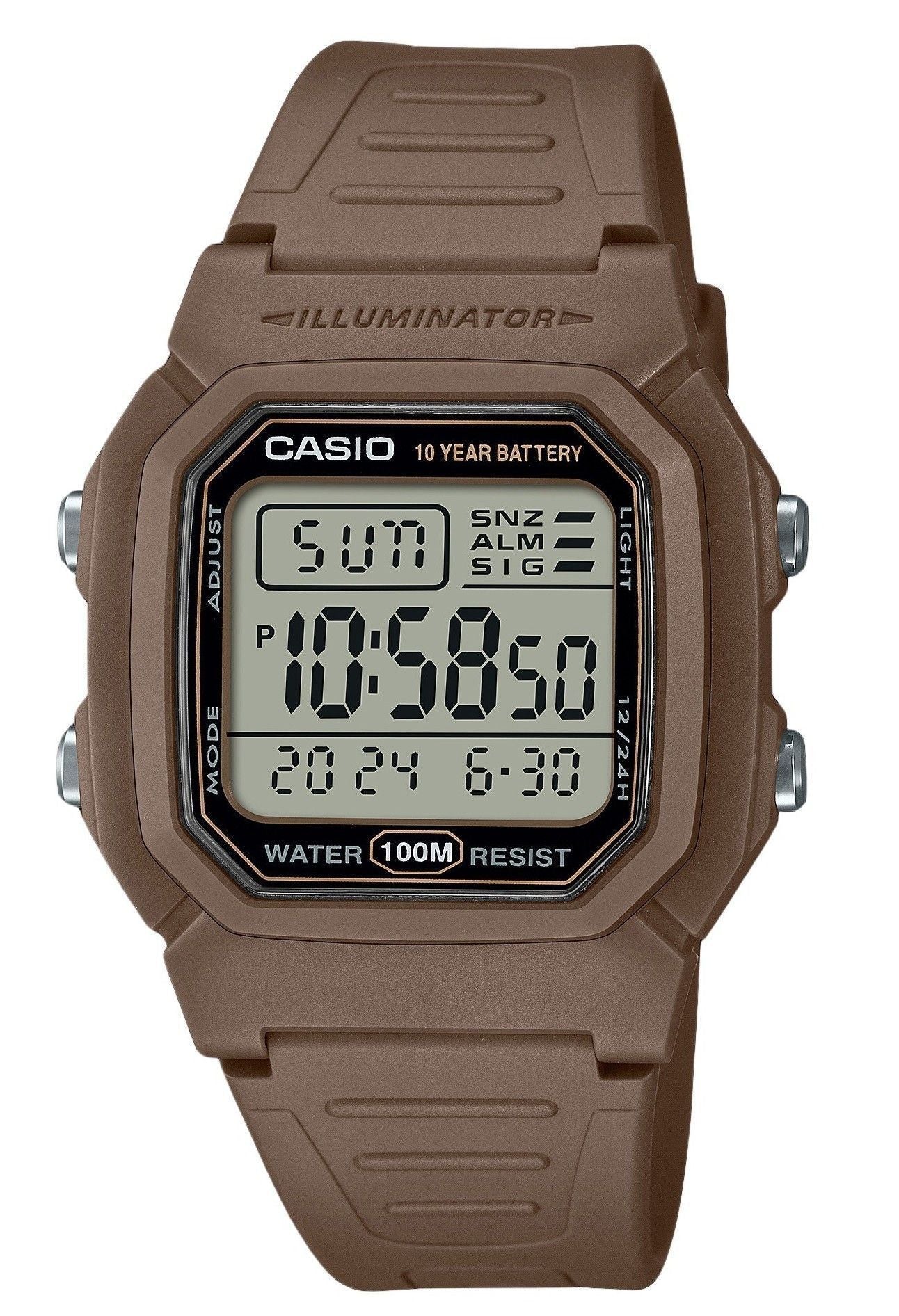 Casio Digital Brown Dual Time Resin Strap Quartz W - 800H - 5AV 100M Men's Watch - Prestige Stones