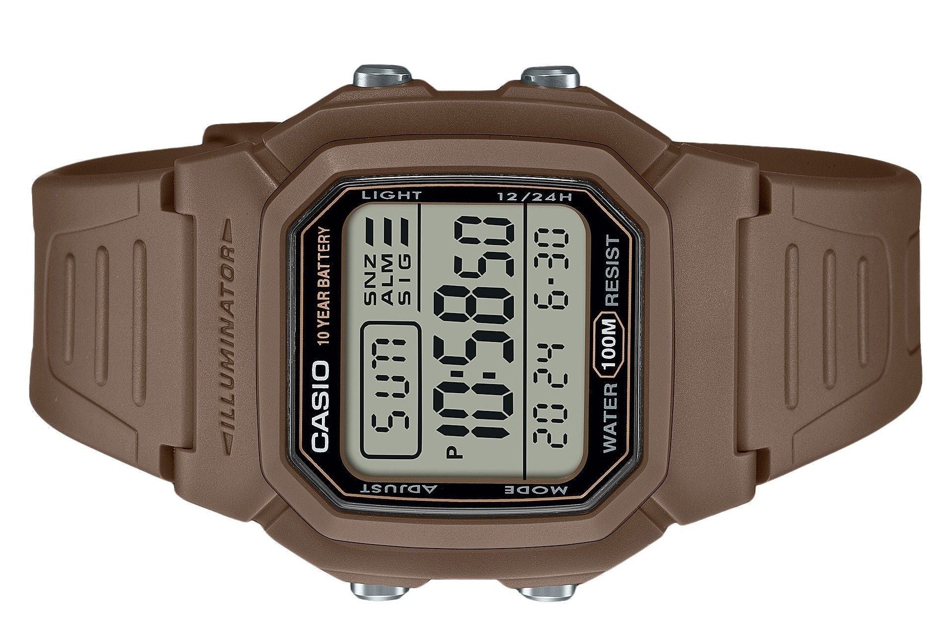 Casio Digital Brown Dual Time Resin Strap Quartz W - 800H - 5AV 100M Men's Watch - Prestige Stones
