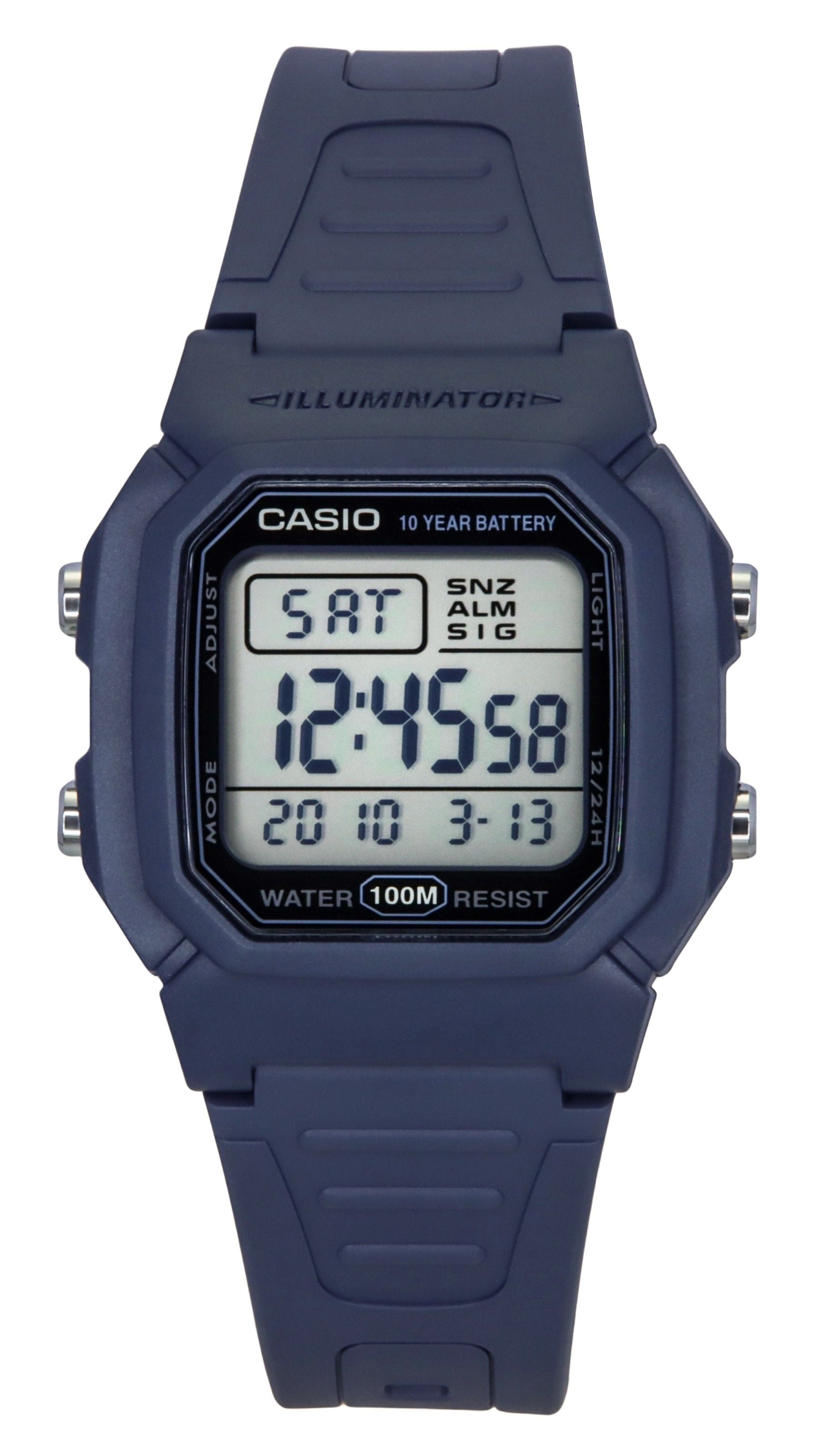 Casio Digital Resin Strap Light Blue Quartz W - 800H - 2AV 100M Men's Watch - Prestige Stones