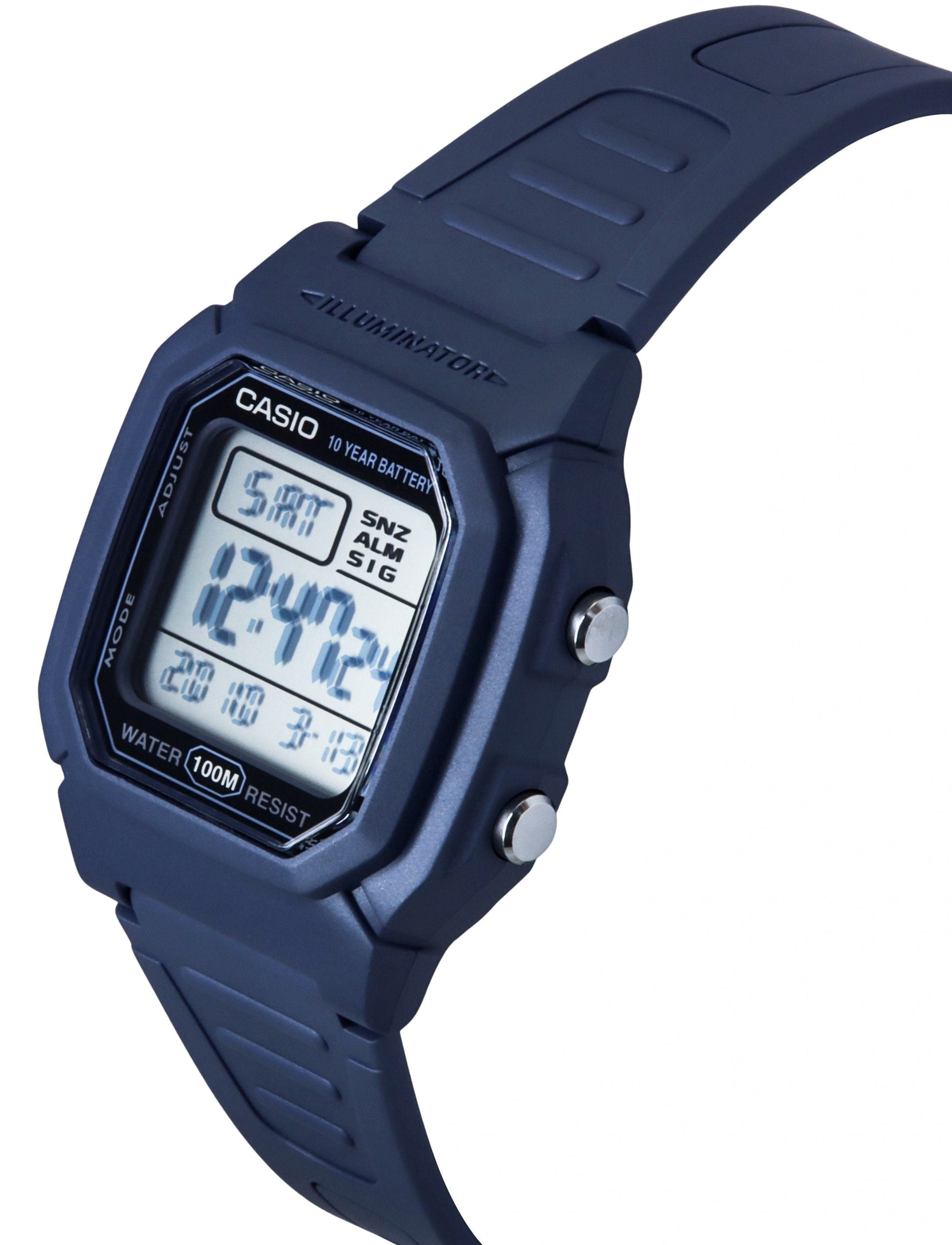 Casio Digital Resin Strap Light Blue Quartz W - 800H - 2AV 100M Men's Watch - Prestige Stones