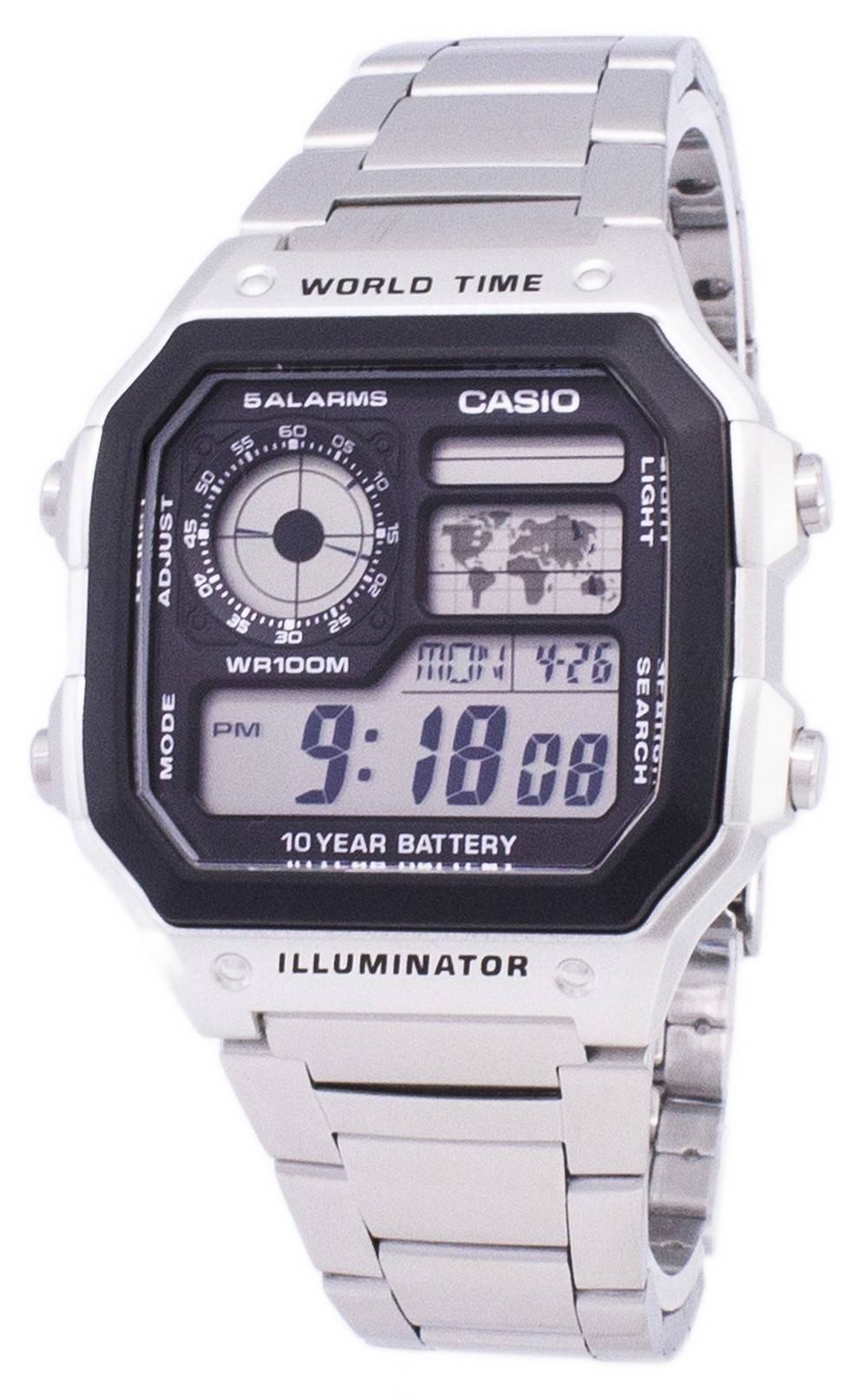 Casio Digital World Time WR100M AE - 1200WHD - 1AVDF AE - 1200WHD - 1AV Men's Watch - Prestige Stones