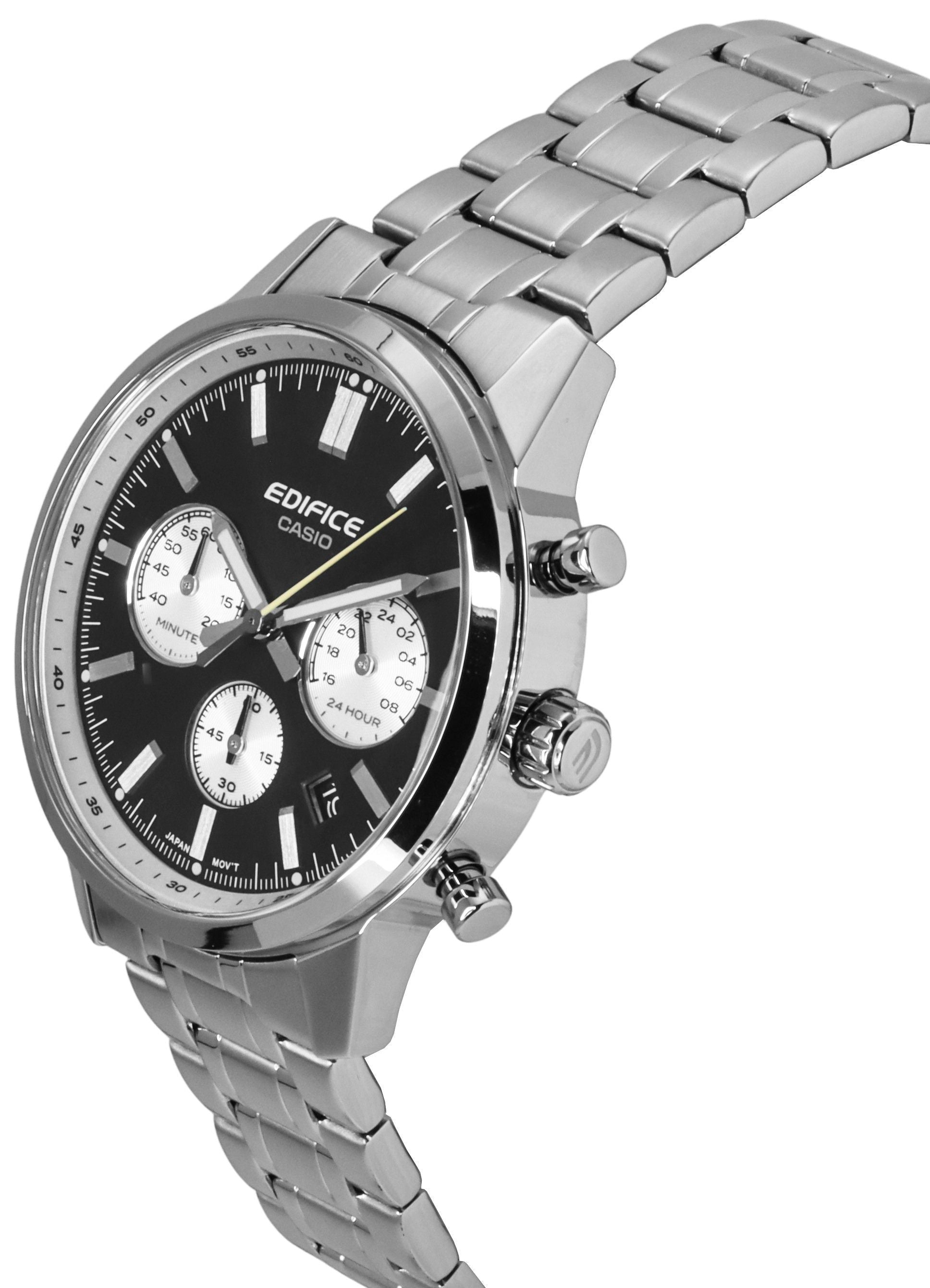 Casio Edifice Analog Chronograph Stainless Steel Black Dial Quartz EFR - 575D - 1A 100M Men's Watch - Prestige Stones
