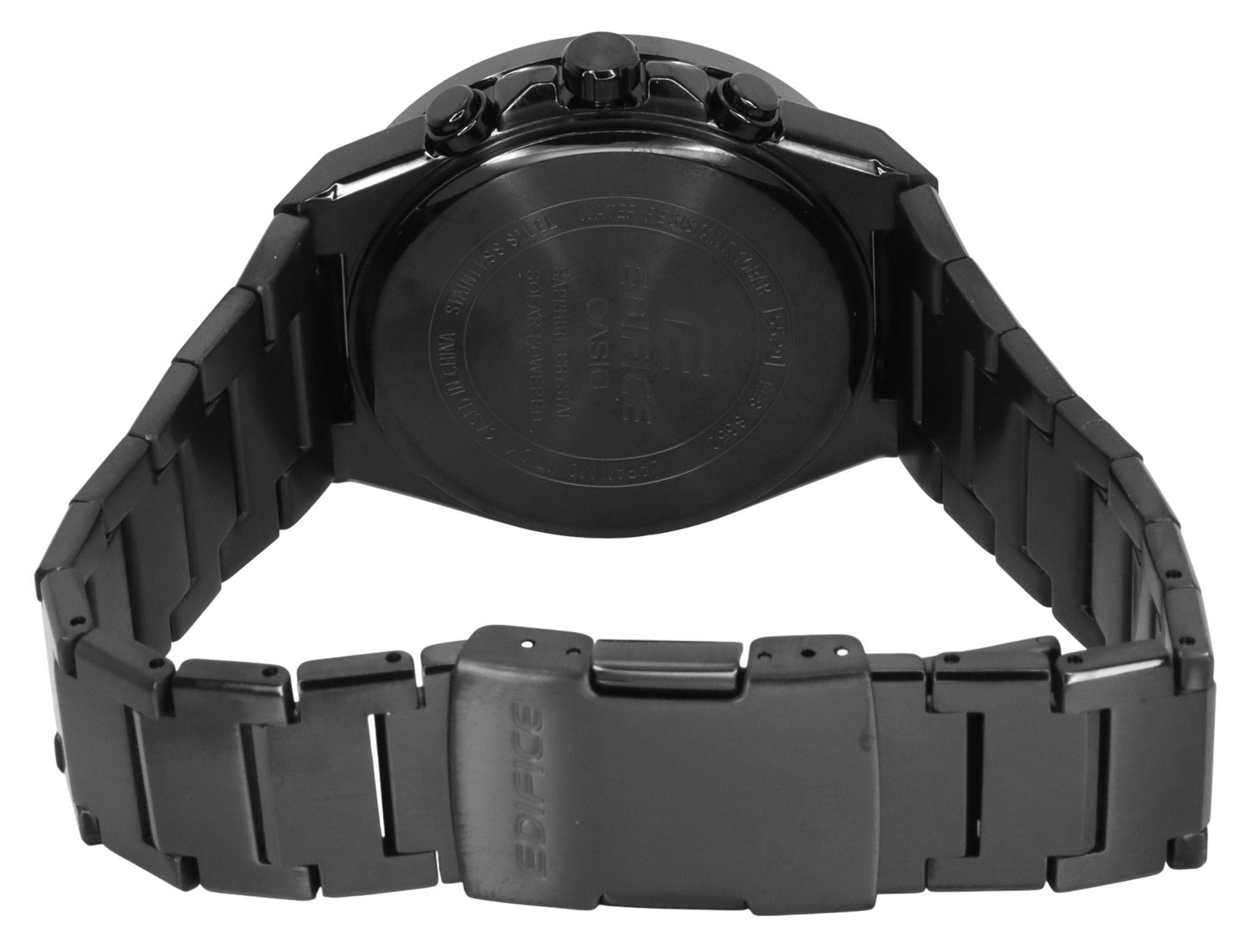 Casio Edifice Analog Chronograph Stainless Steel Black Dial Solar EFS - S650DC - 1A 100M Men's Watch - Prestige Stones