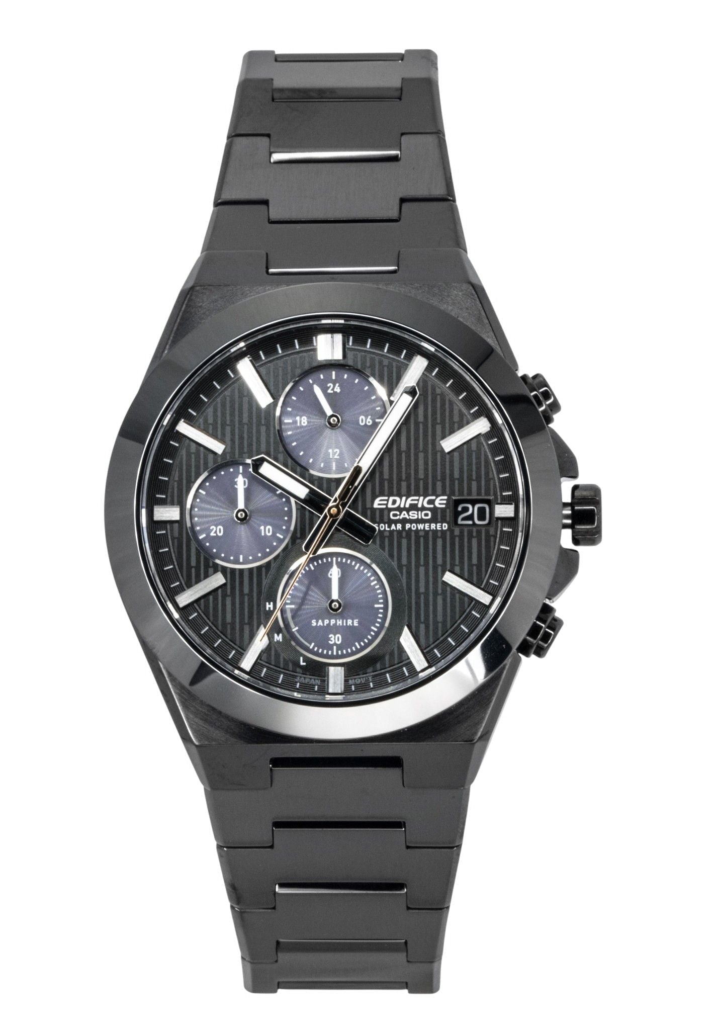 Casio Edifice Analog Chronograph Stainless Steel Black Dial Solar EFS - S650DC - 1A 100M Men's Watch - Prestige Stones