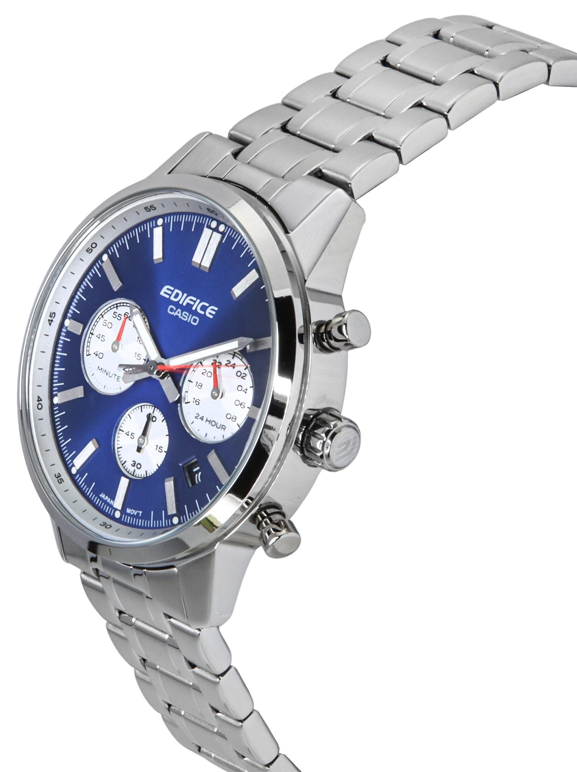 Casio Edifice Analog Chronograph Stainless Steel Blue Dial Quartz EFR - 575D - 2A 100M Men's Watch - Prestige Stones