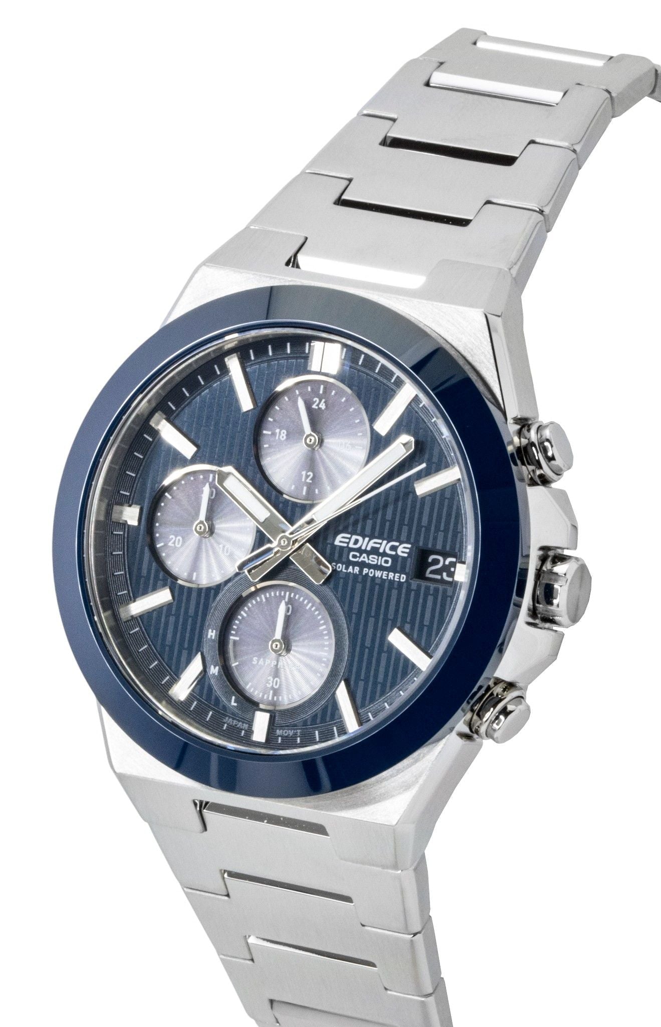 Casio Edifice Analog Chronograph Stainless Steel Blue Dial Solar EFS - S650D - 2A 100M Men's Watch - Prestige Stones