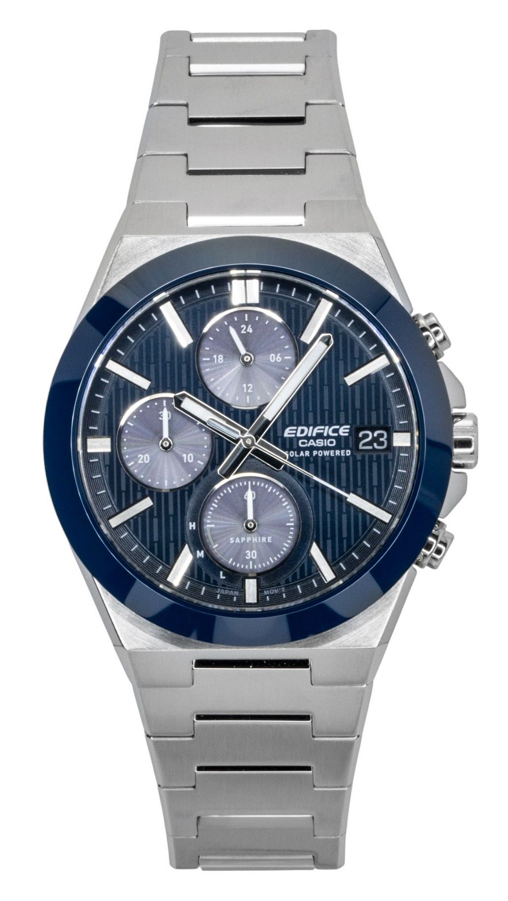 Casio Edifice Analog Chronograph Stainless Steel Blue Dial Solar EFS - S650D - 2A 100M Men's Watch - Prestige Stones