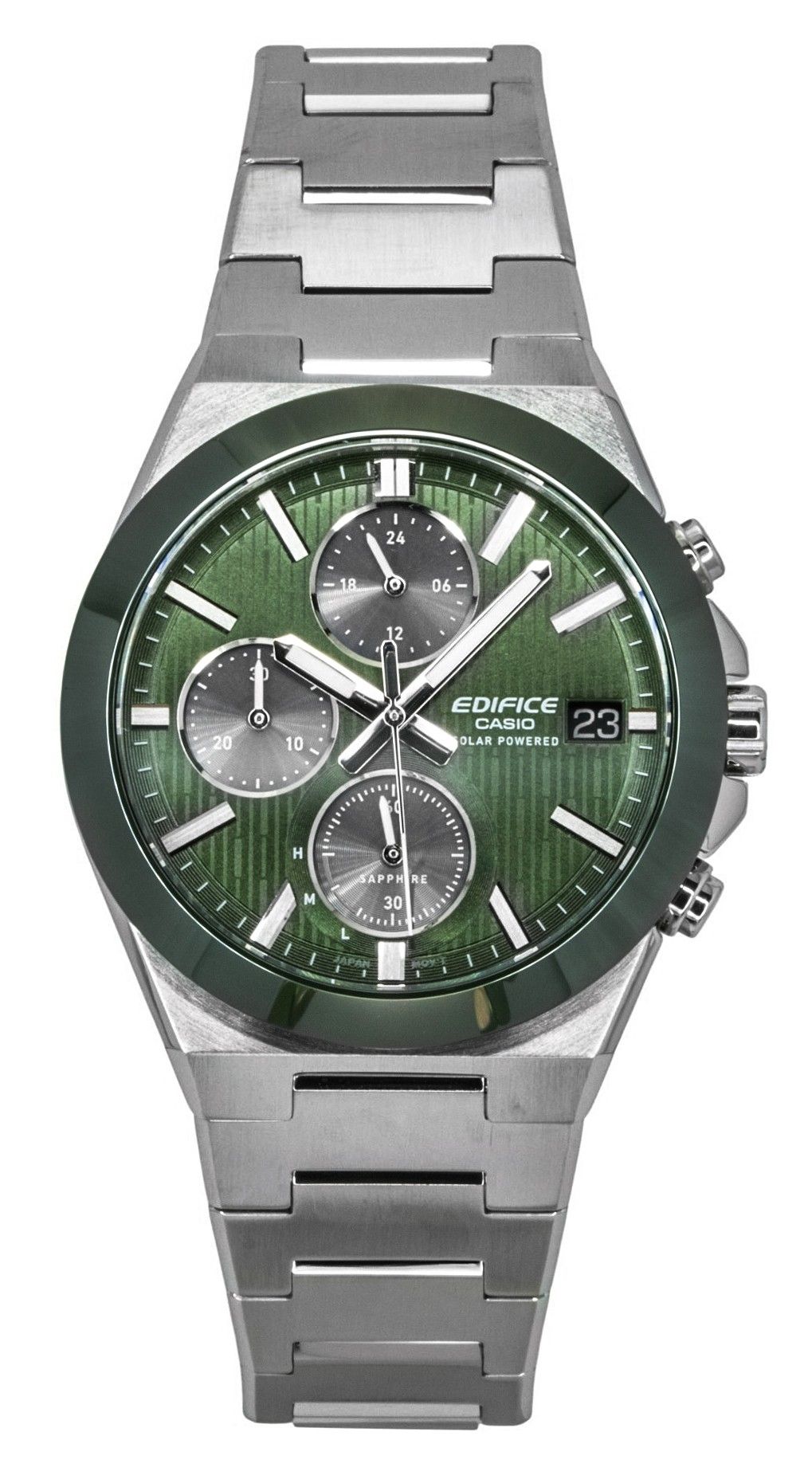 Casio Edifice Analog Chronograph Stainless Steel Green Dial Solar EFS - S650D - 3A 100M Men's Watch - Prestige Stones