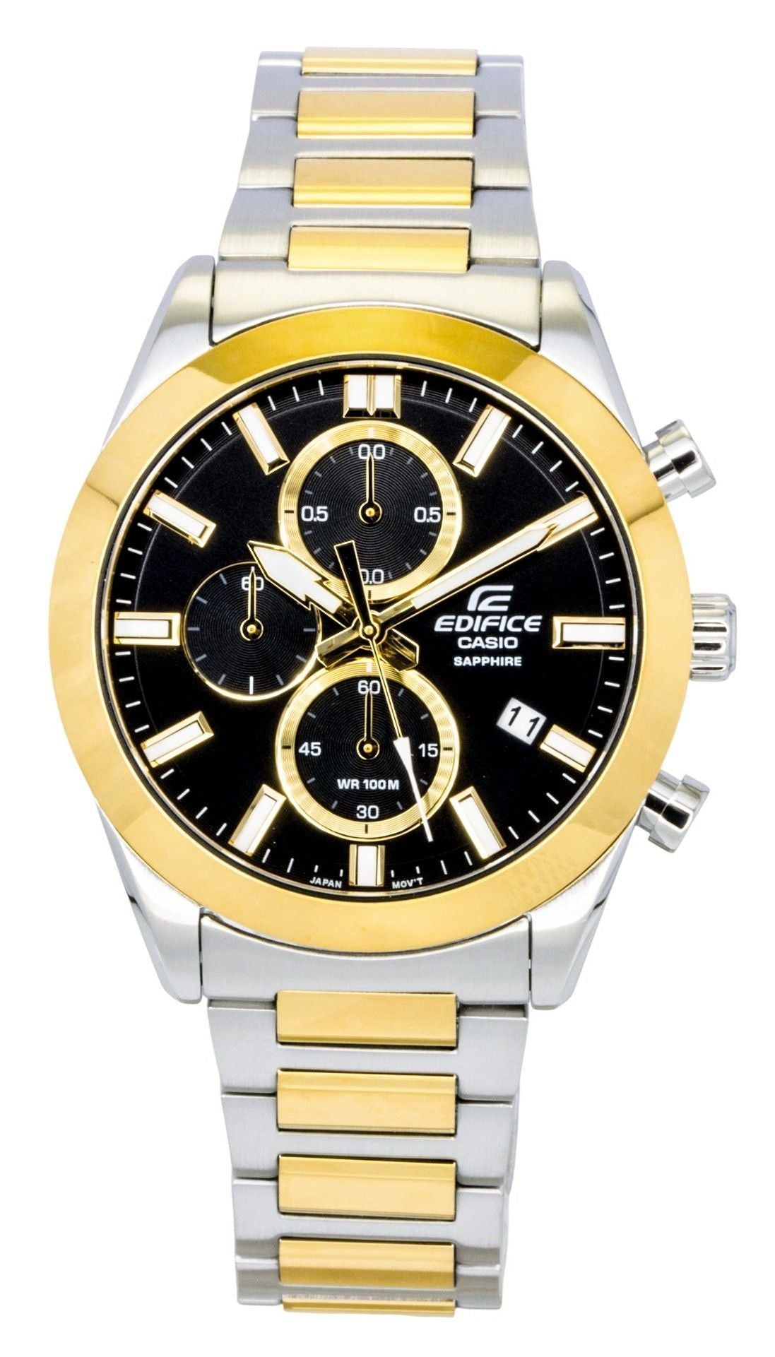 Casio Edifice Analog Chronograph Two Tone Stainless Steel Black Dial Quartz EFB - 710SG - 1AV 100M Men's Watch - Prestige Stones