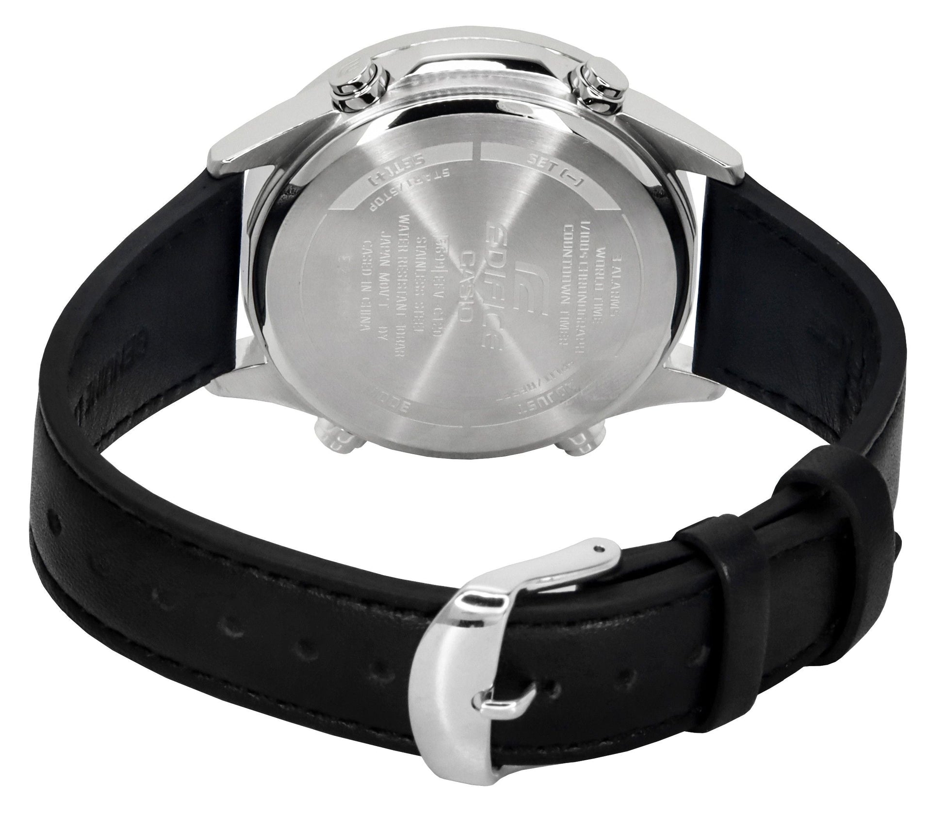 Casio Edifice Analog Digital Leather Strap Grey Dial Quartz EFV - C120L - 8A 100M Men's Watch - Prestige Stones