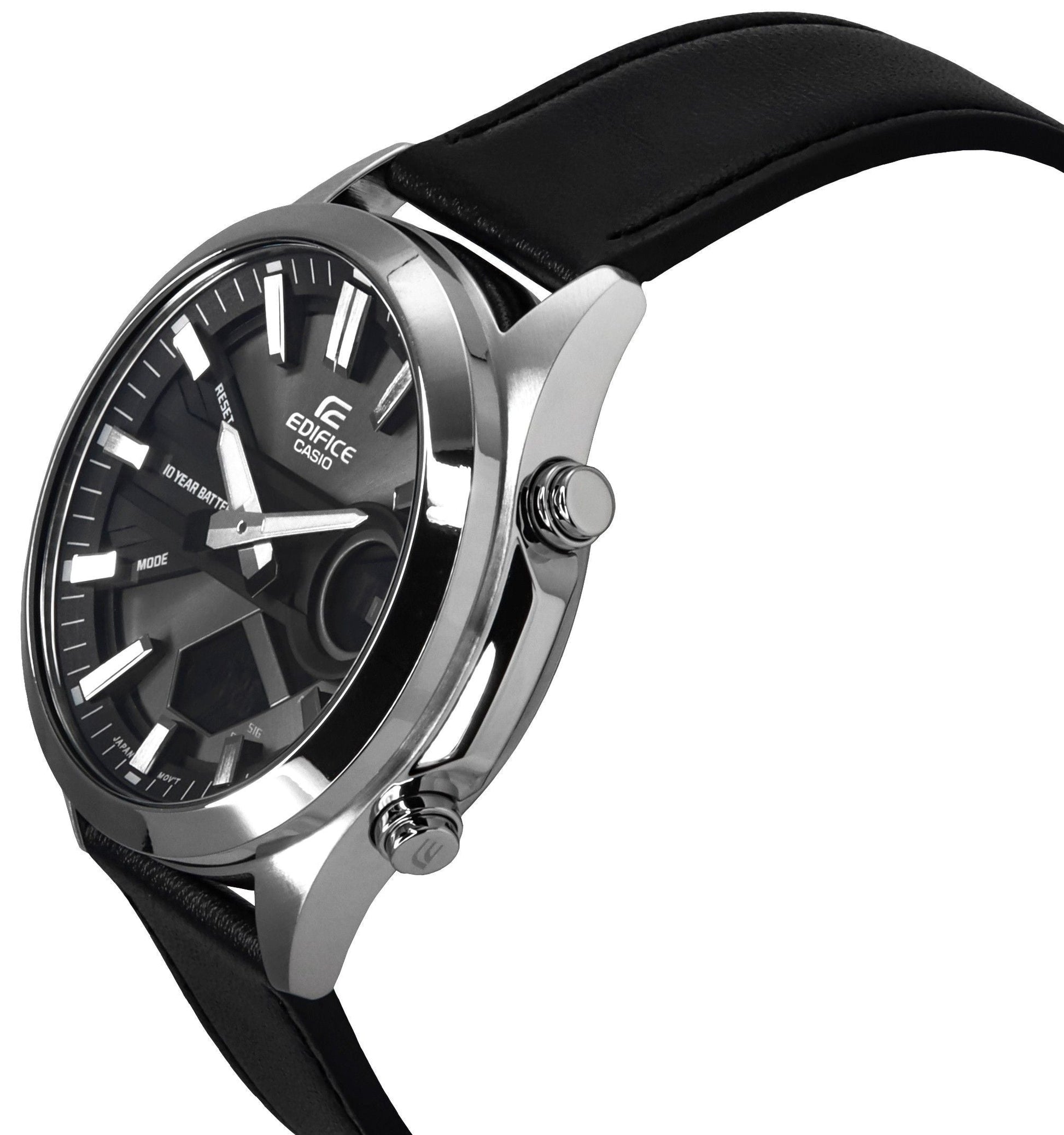 Casio Edifice Analog Digital Leather Strap Grey Dial Quartz EFV - C120L - 8A 100M Men's Watch - Prestige Stones