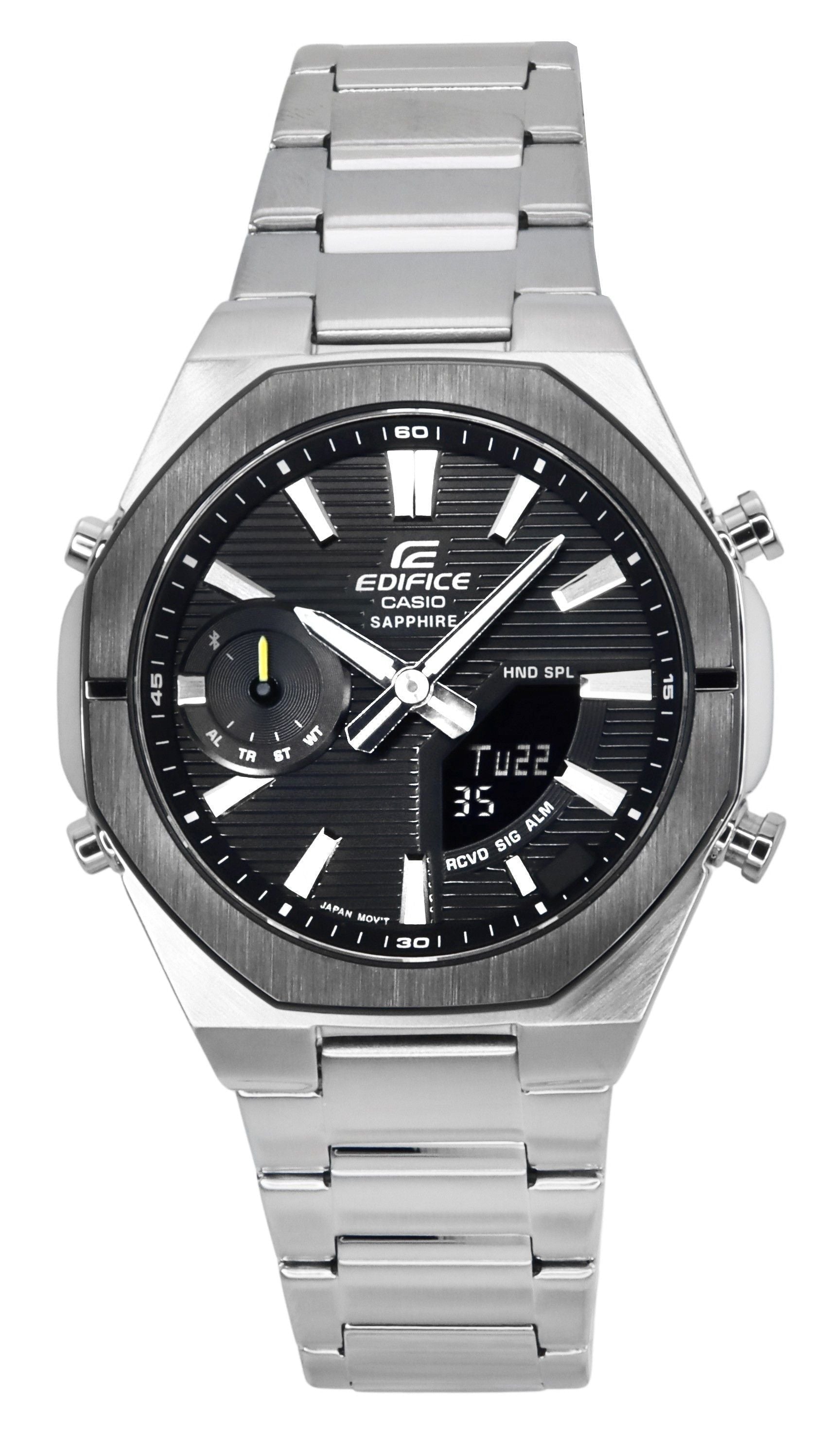 Casio Edifice Analog Digital Smartphone Link Stainless Steel Black Dial Quartz ECB - S10DB - 1A 100M Men's Watch - Prestige Stones