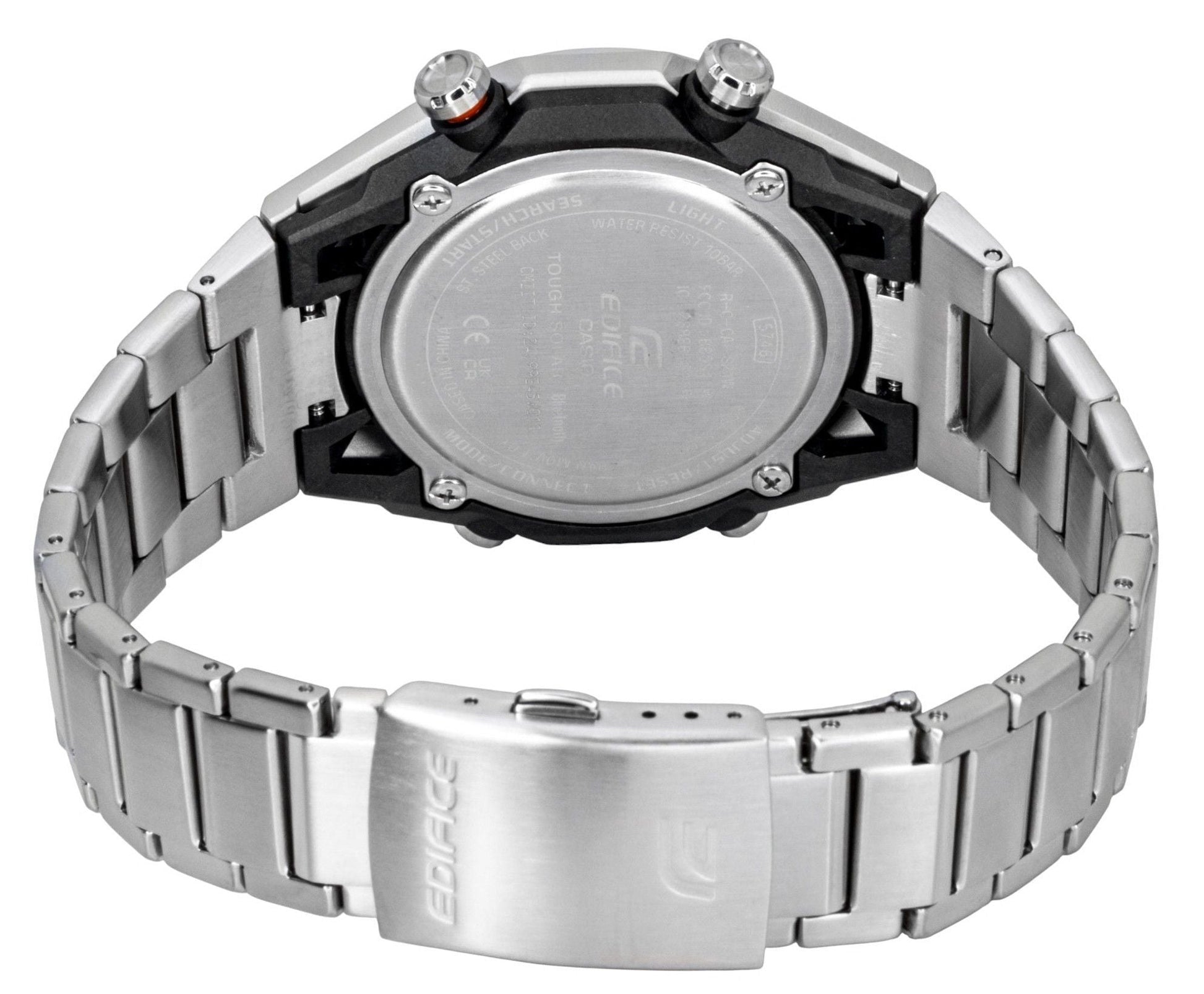 Casio Edifice Analog Digital Smartphone Link Stainless Steel Black Dial Solar ECB - 2300D - 1A 100M Men's Watch - Prestige Stones
