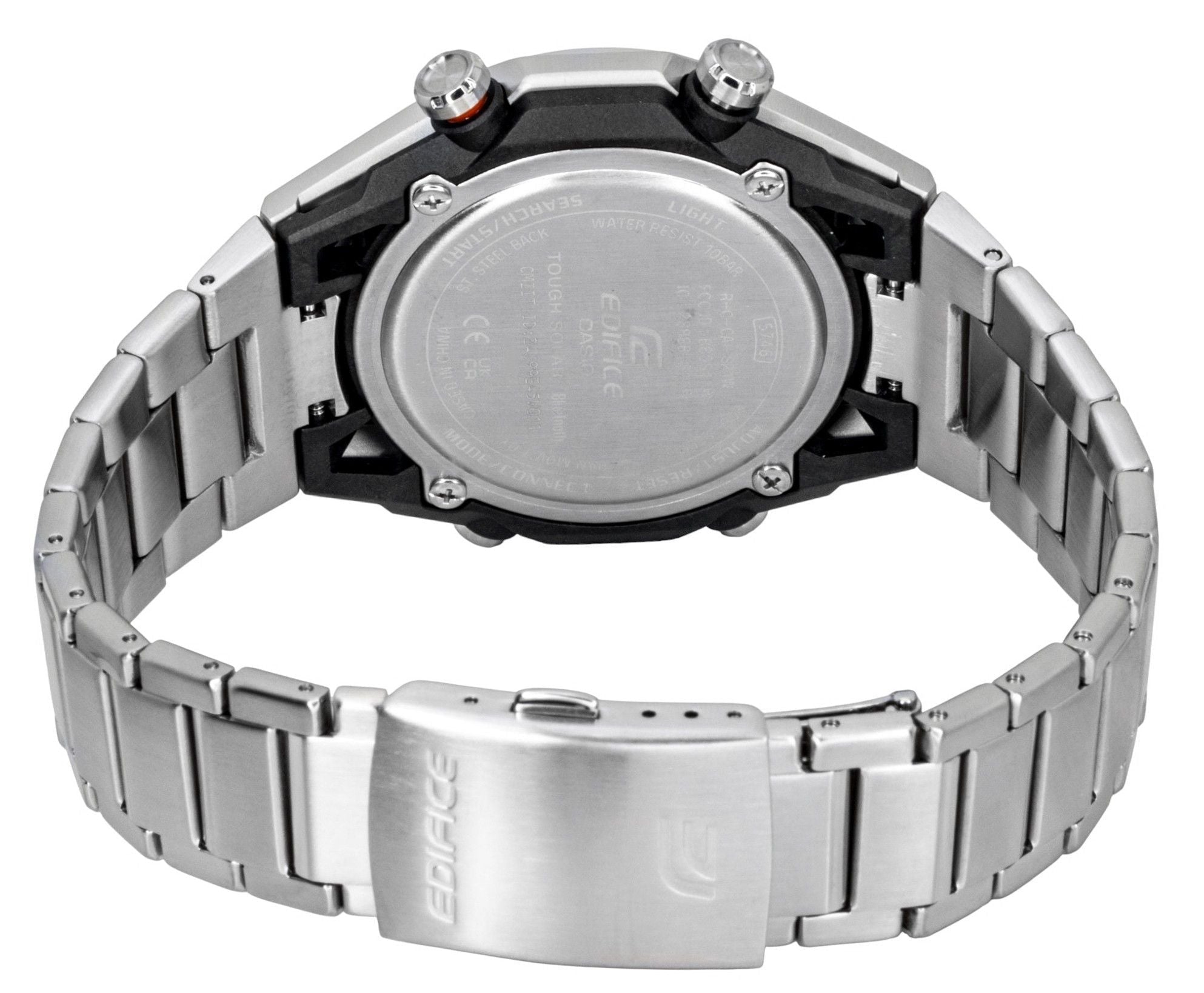 Casio Edifice Analog Digital Smartphone Link Stainless Steel Black Dial Solar ECB - 2300D - 1A 100M Men's Watch - Prestige Stones