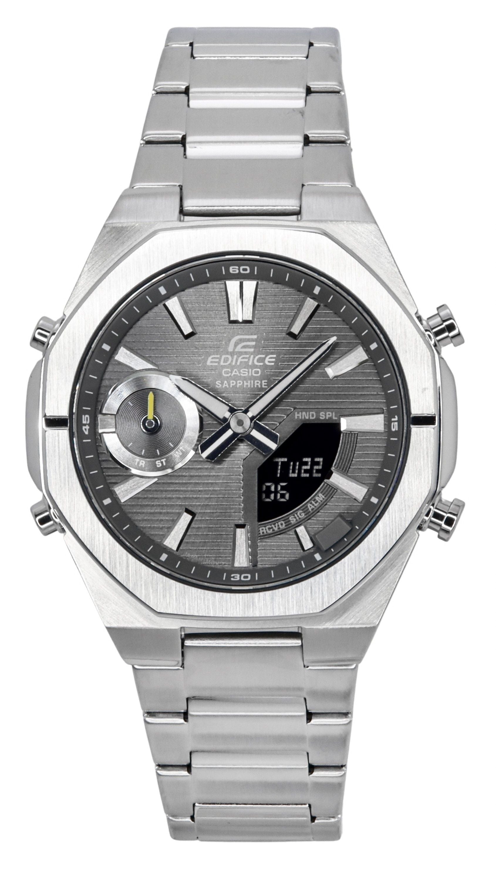 Casio Edifice Analog Digital Smartphone Link Stainless Steel Grey Dial Quartz ECB - S10D - 8A 100M Men's Watch - Prestige Stones