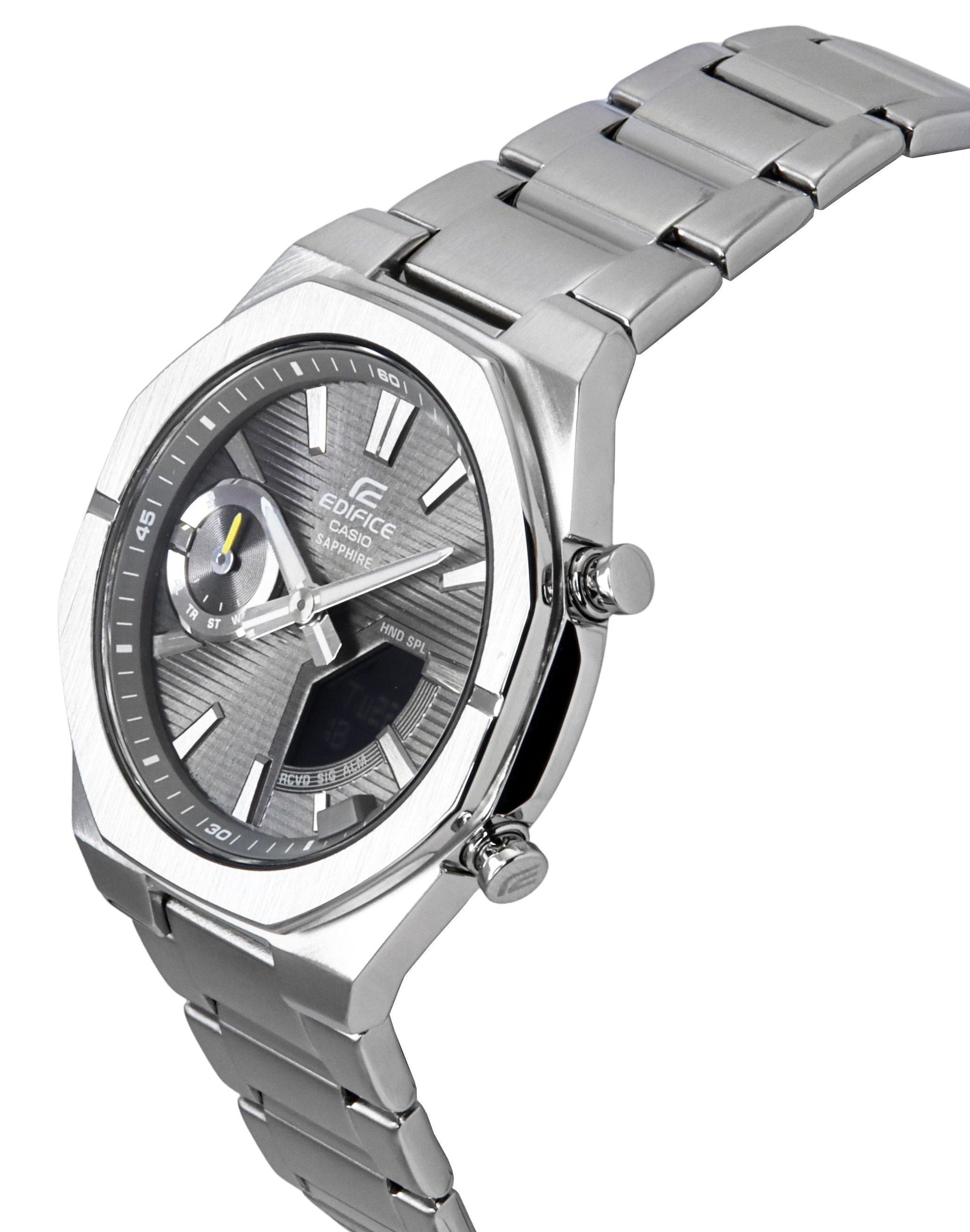 Casio Edifice Analog Digital Smartphone Link Stainless Steel Grey Dial Quartz ECB - S10D - 8A 100M Men's Watch - Prestige Stones
