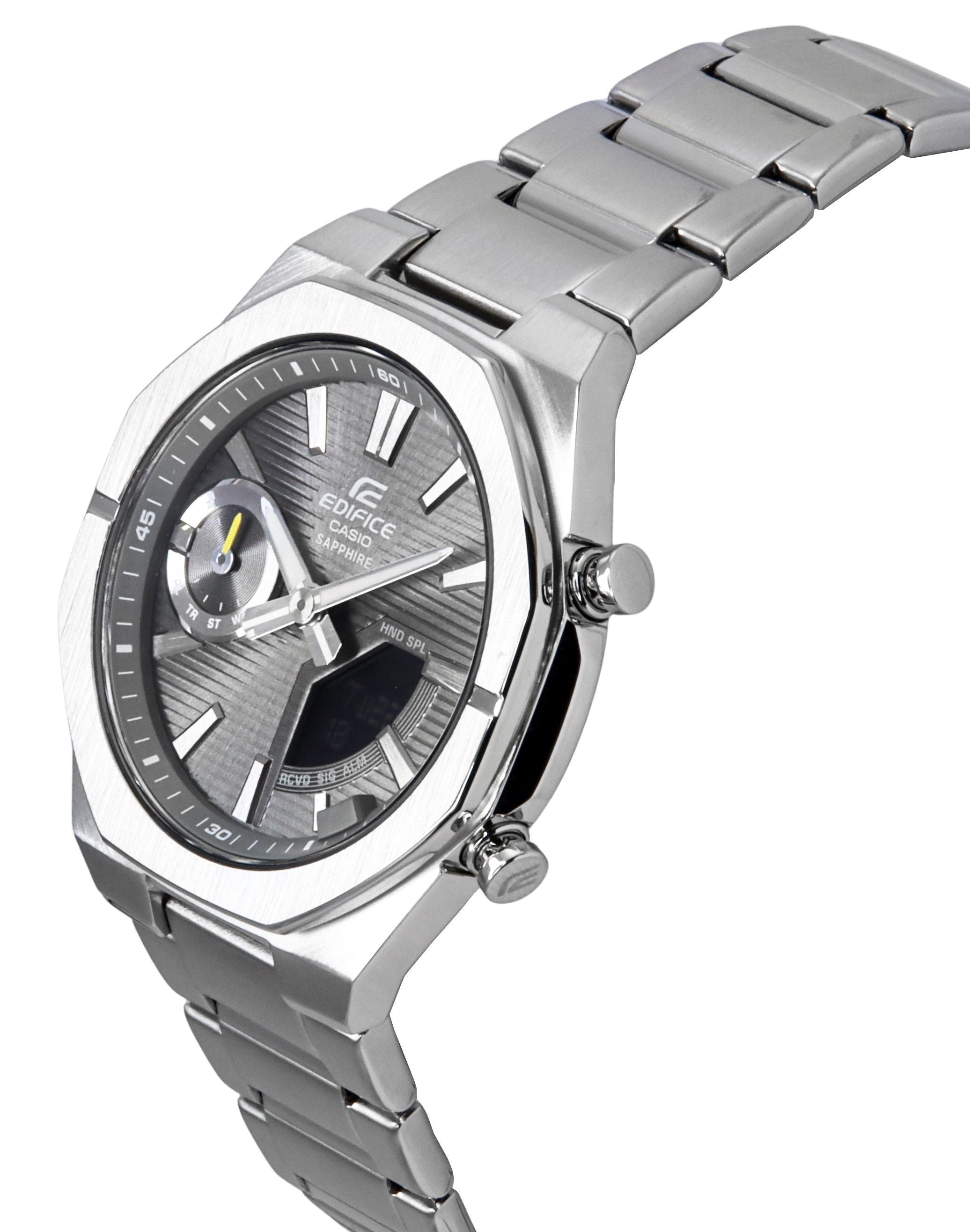Casio Edifice Analog Digital Smartphone Link Stainless Steel Grey Dial Quartz ECB - S10D - 8A 100M Men's Watch - Prestige Stones
