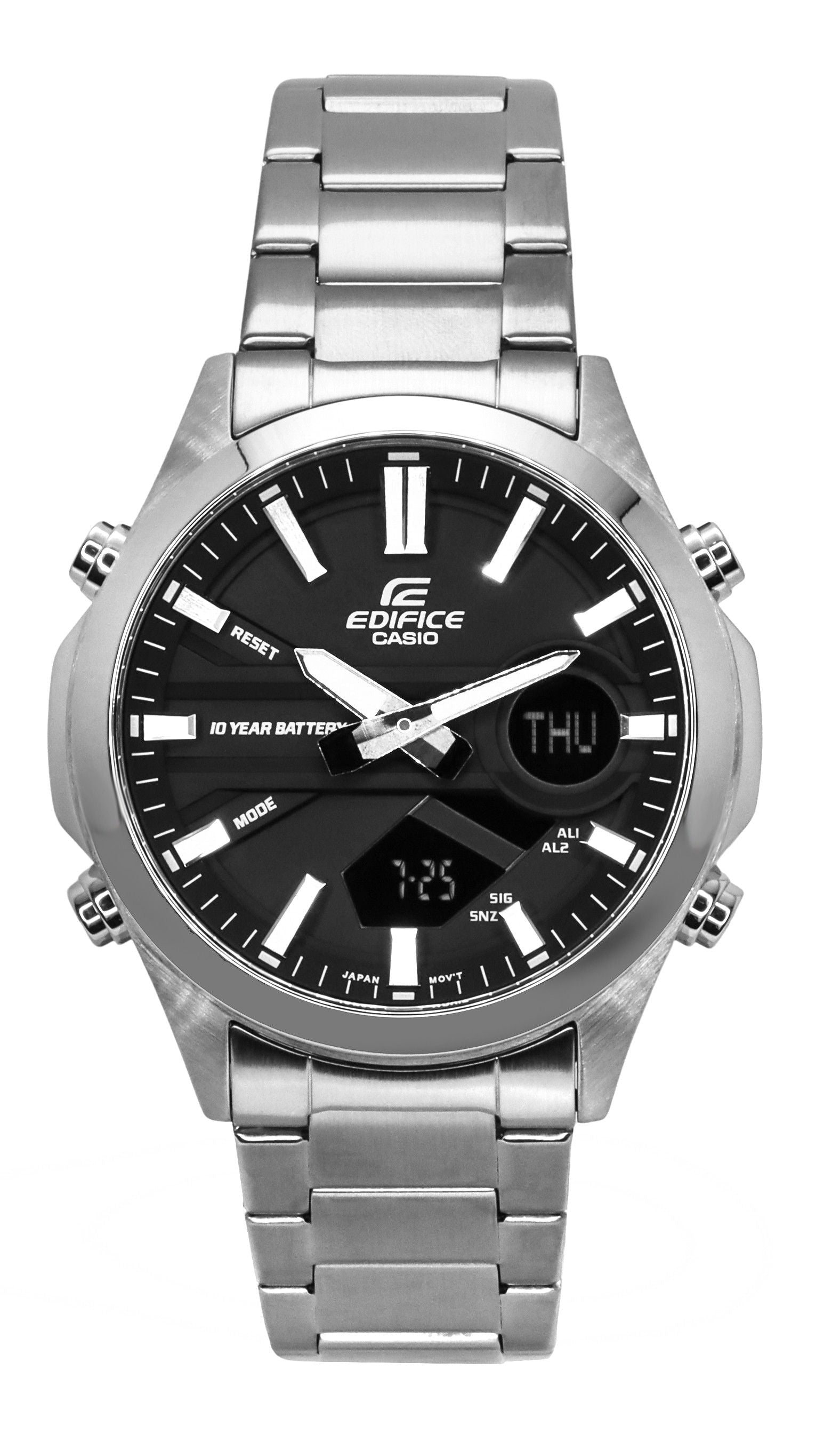 Casio Edifice Analog Digital Stainless Steel Black Dial Quartz EFV - C120D - 1A 200M Men's Watch - Prestige Stones