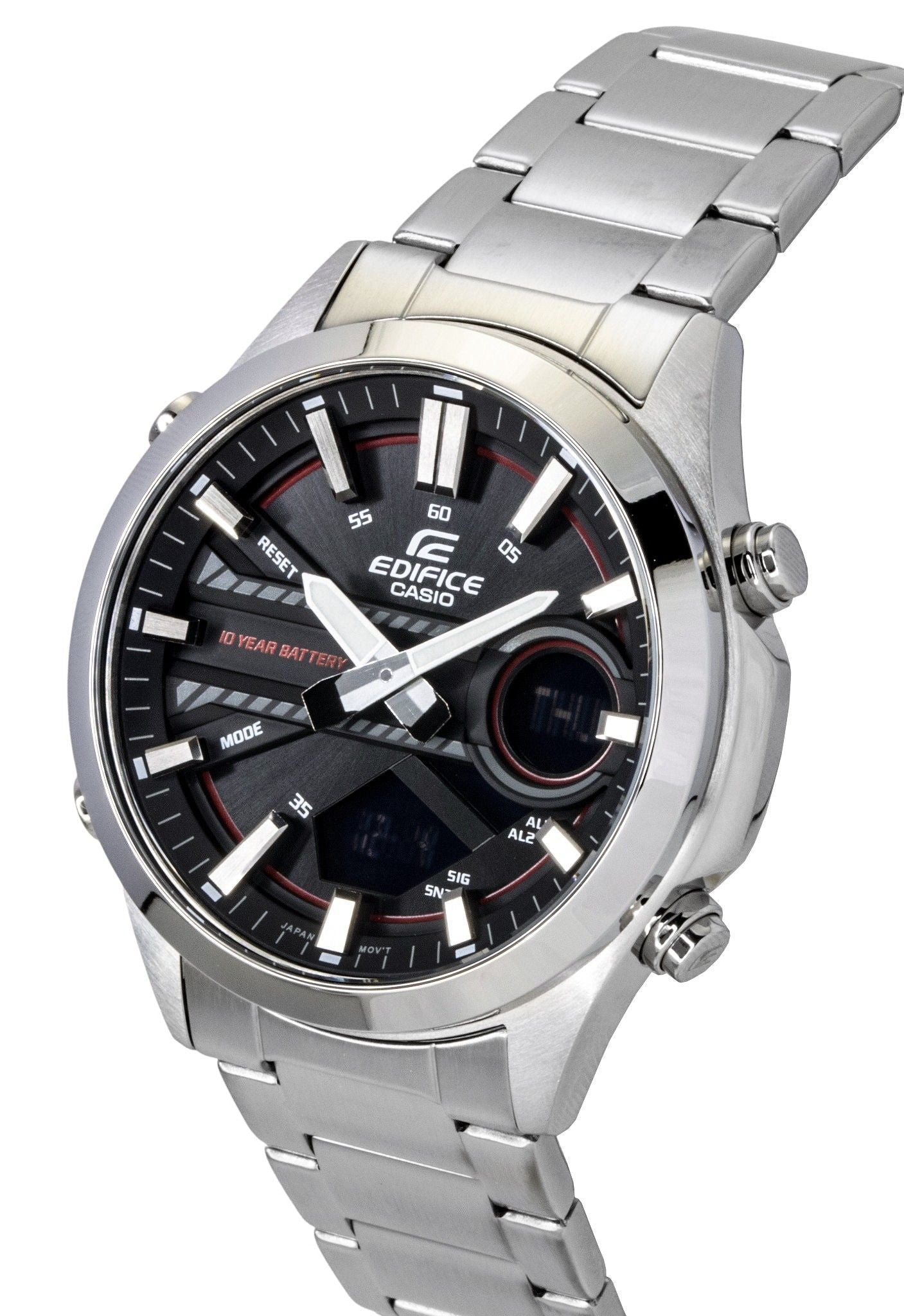 Casio Edifice Analog Digital Stainless Steel Black Dial Quartz EFV - C120D - 1A4 100M Men's Watch - Prestige Stones