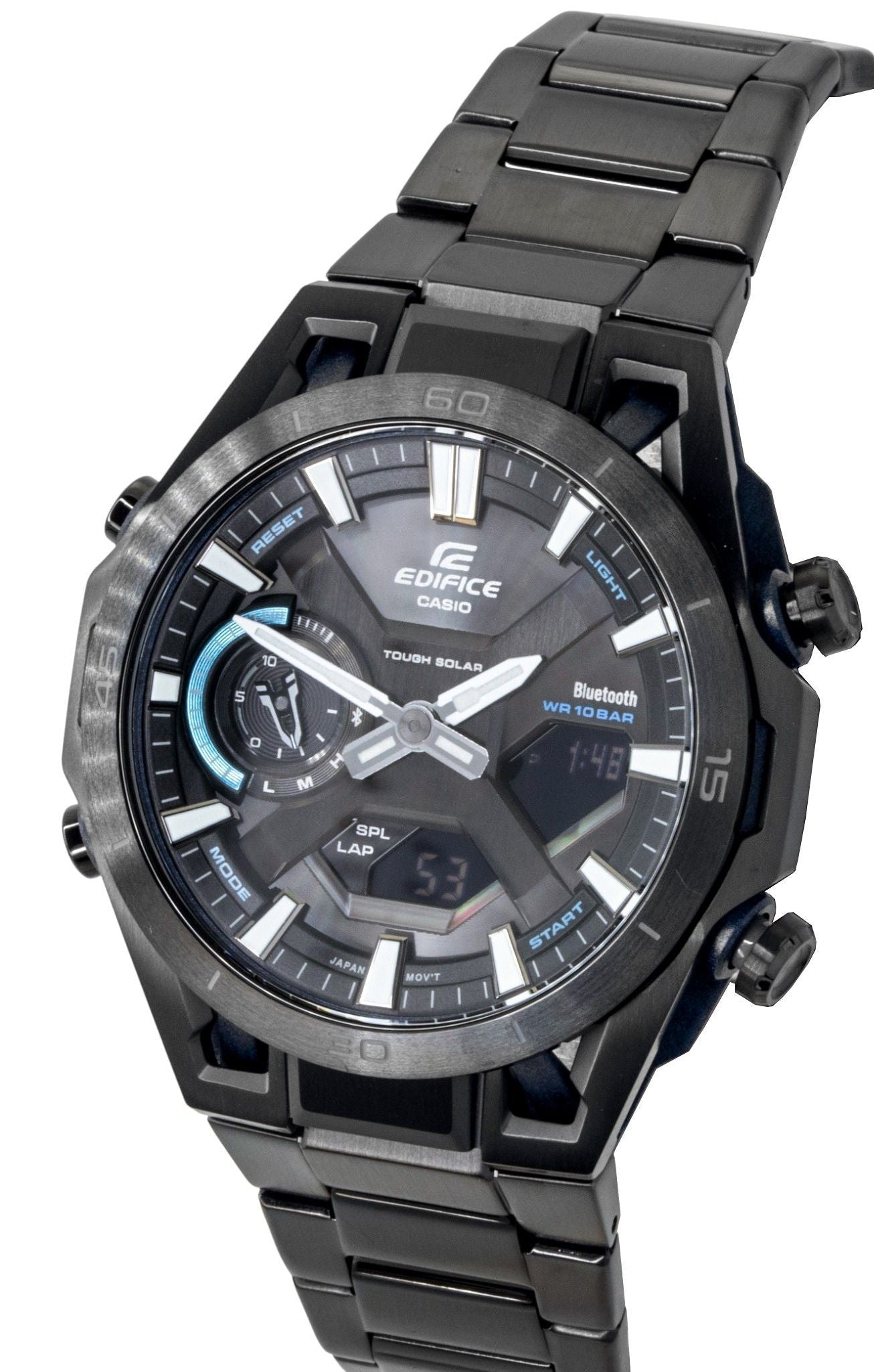 Casio Edifice Analog Digital Stainless Steel Black Dial Solar ECB - 2300DC - 1A 100M Men's Watch - Prestige Stones