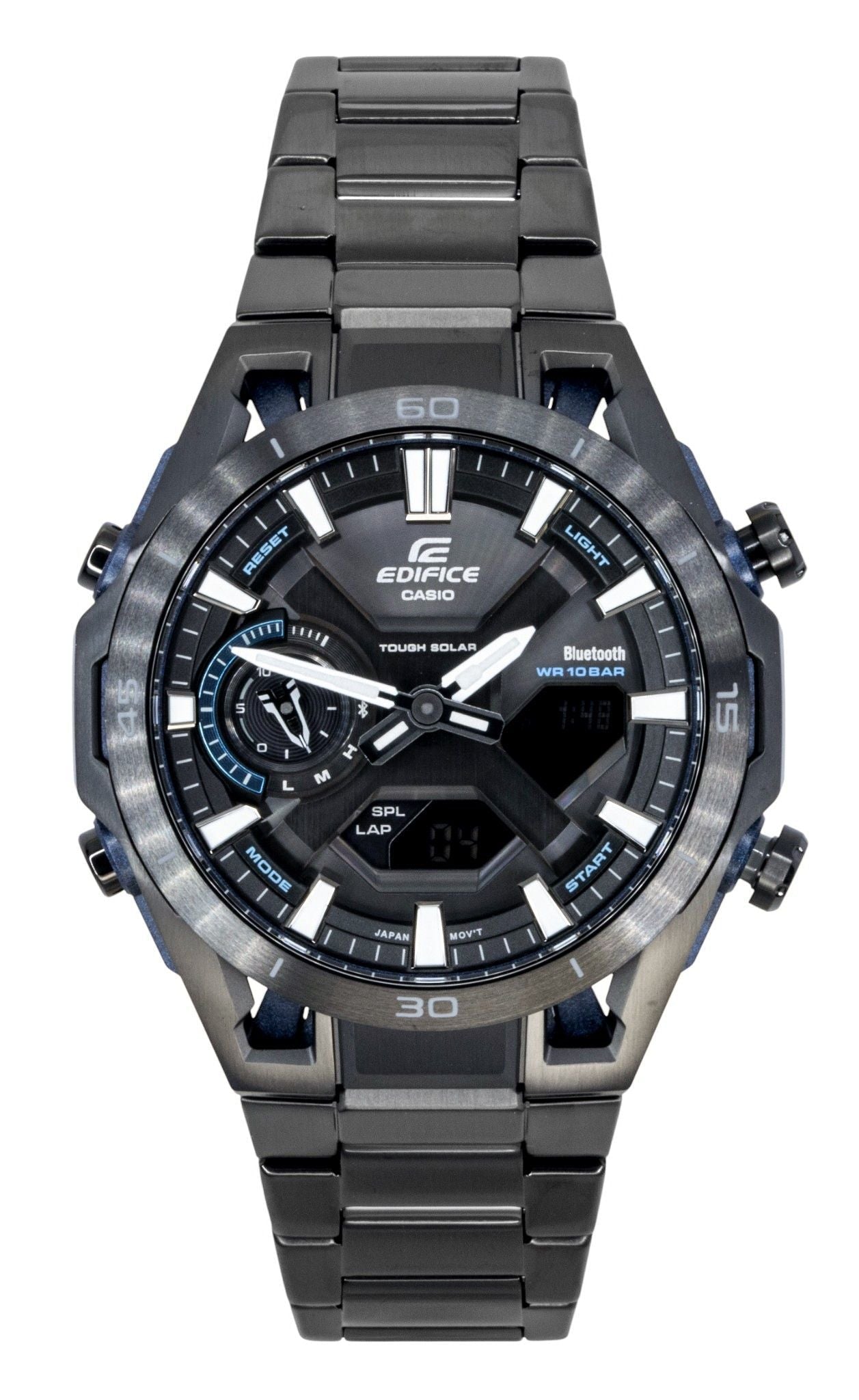Casio Edifice Analog Digital Stainless Steel Black Dial Solar ECB - 2300DC - 1A 100M Men's Watch - Prestige Stones