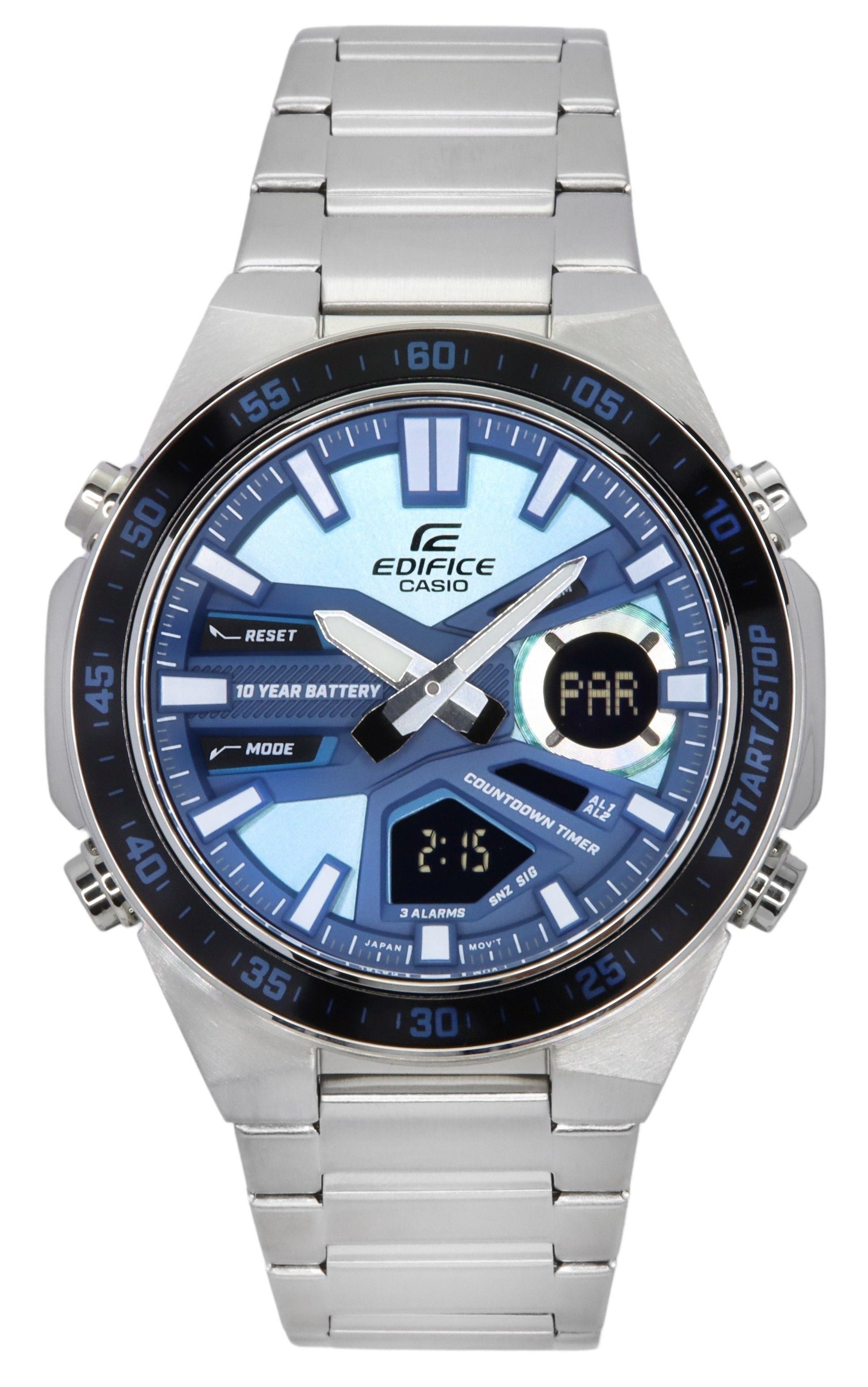 Casio Edifice Analog Digital Stainless Steel Blue Dial Quartz EFV - C110D - 2B 100M Men's Watch - Prestige Stones