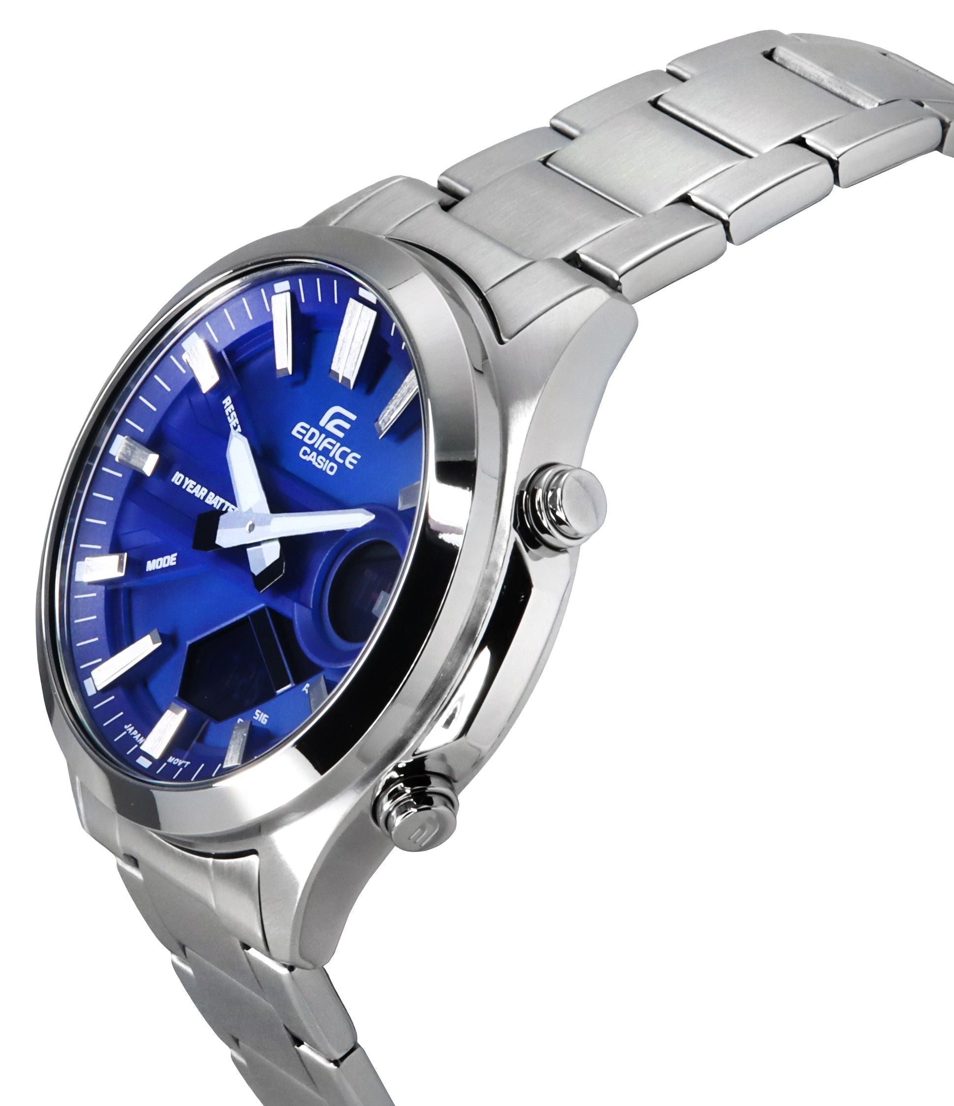 Casio Edifice Analog Digital Stainless Steel Blue Dial Quartz EFV - C120D - 2A 100M Men's Watch - Prestige Stones
