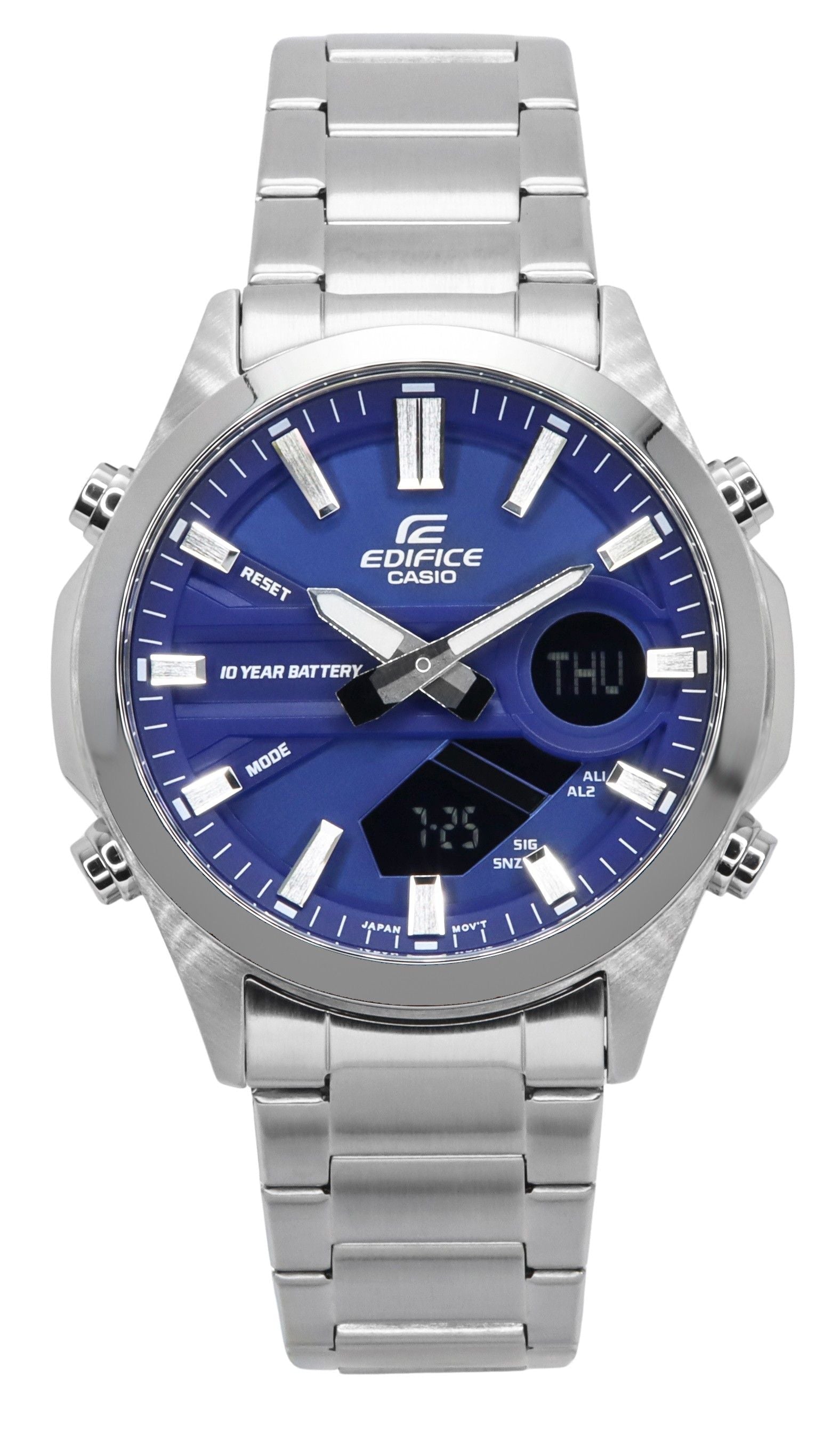 Casio Edifice Analog Digital Stainless Steel Blue Dial Quartz EFV - C120D - 2A 100M Men's Watch - Prestige Stones