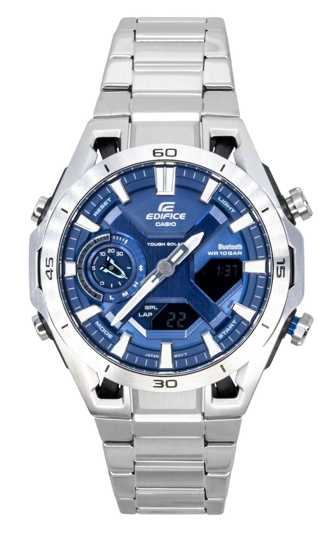 Casio Edifice Analog Digital Stainless Steel Blue Dial Solar ECB - 2300D - 2A 100M Men's Watch - Prestige Stones