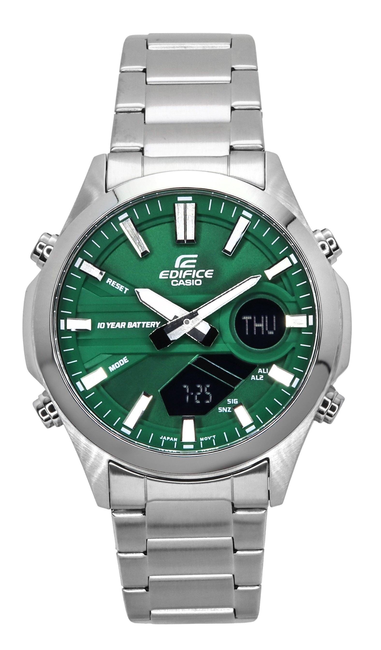 Casio Edifice Analog Digital Stainless Steel Green Dial Quartz EFV - C120D - 3A 100M Men's Watch - Prestige Stones