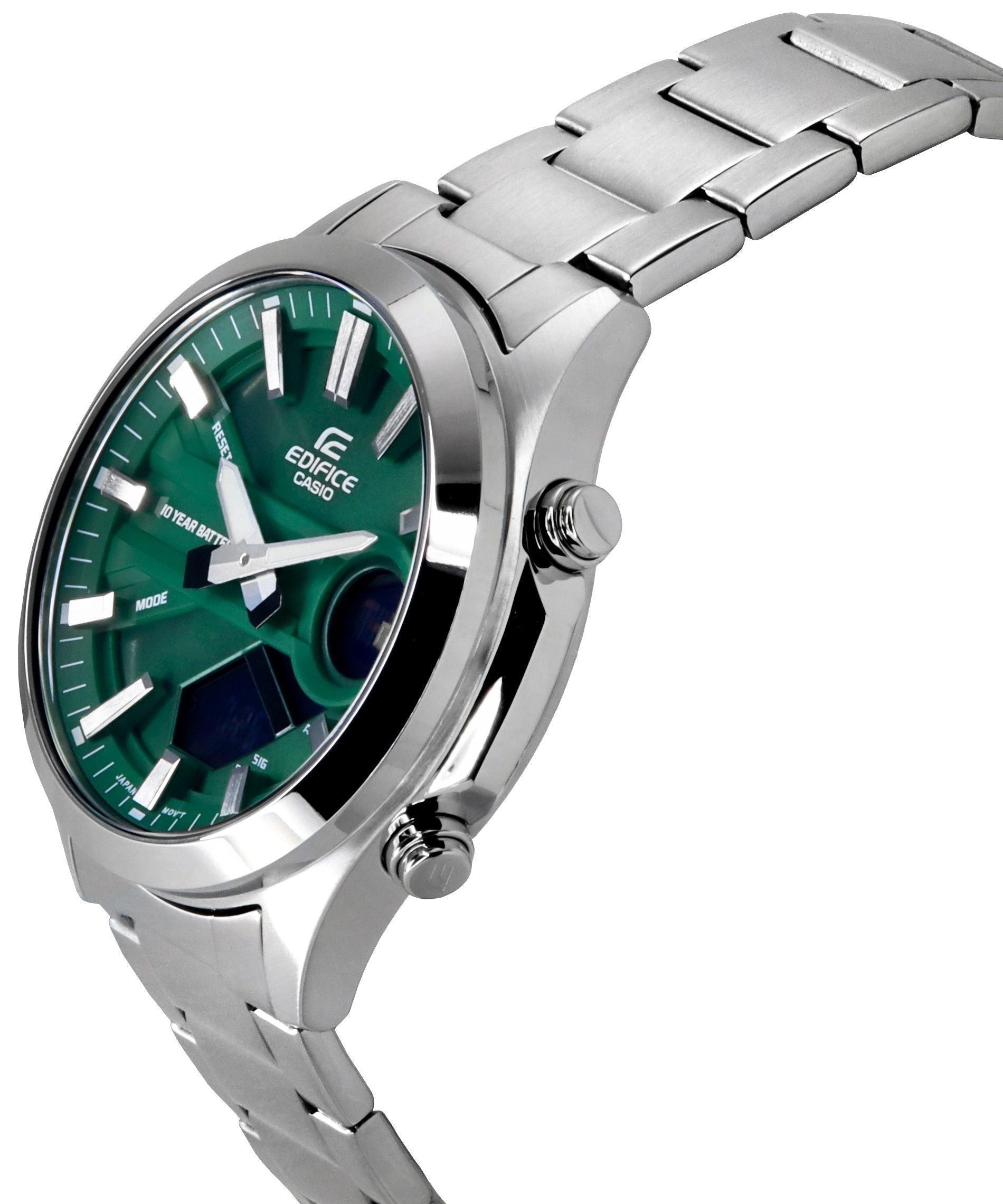 Casio Edifice Analog Digital Stainless Steel Green Dial Quartz EFV - C120D - 3A 100M Men's Watch - Prestige Stones